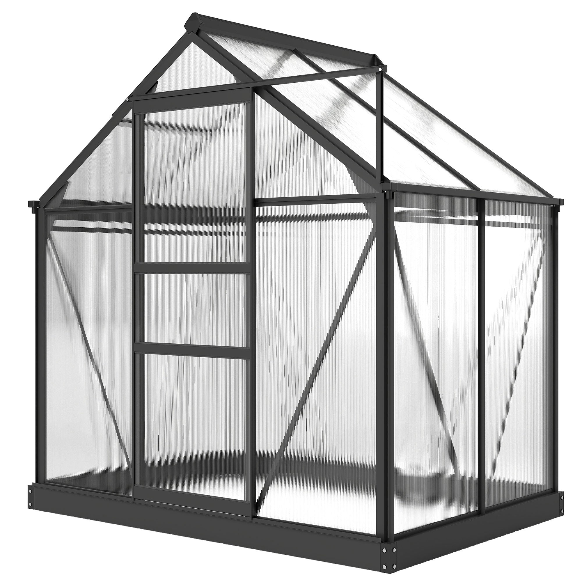 Polycarbonate Greenhouse, Heavy Duty Outdoor Aluminum Walk-in Green House Kit Vent Door, 6.2'x4.3'x6.6' Gray - Gray
