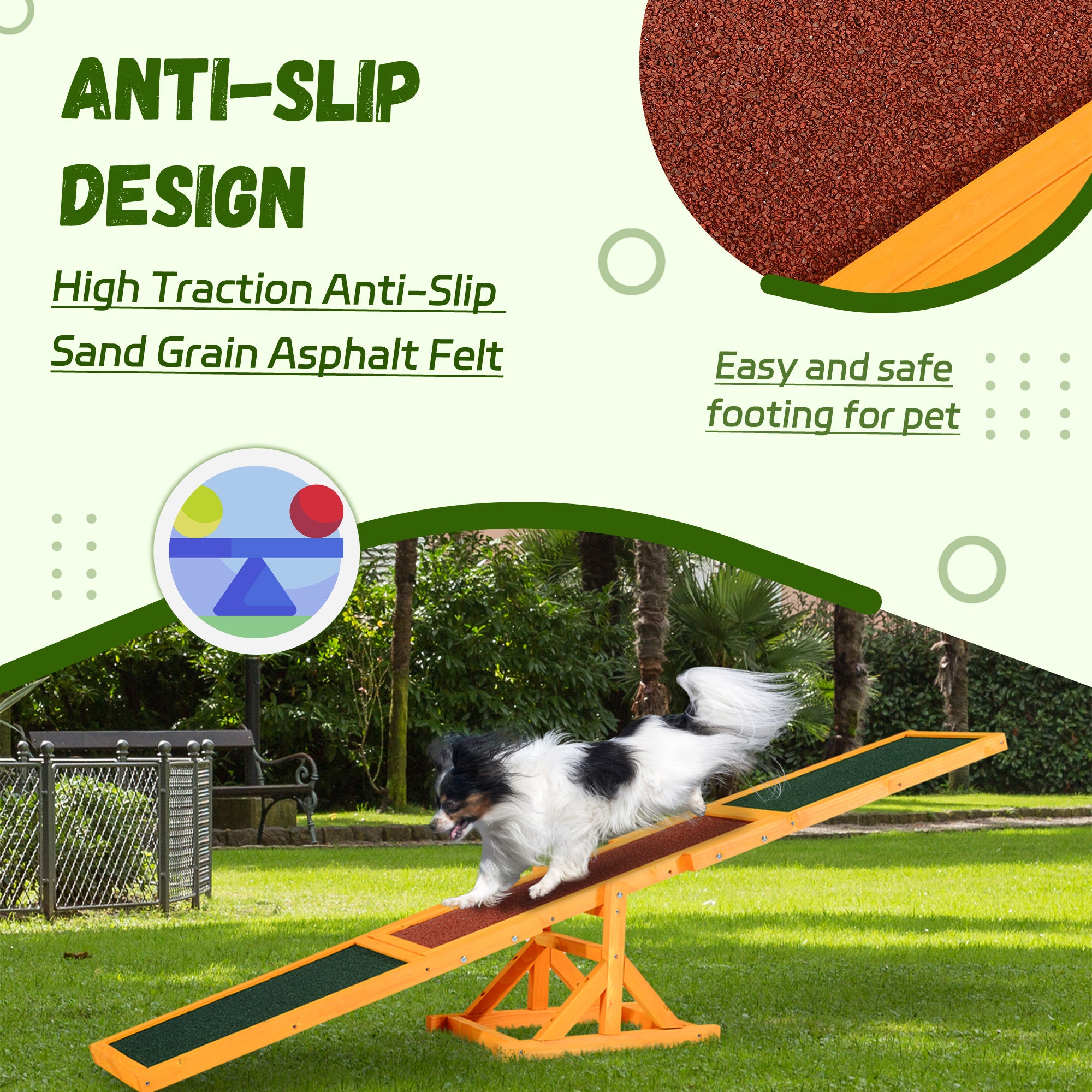 Wooden Dog Agility Seesaw for Training and Exercise, Platform Equipment Run Game Toy, Weather Resistant Pet Supplies, 71" L x 12" W x 12" H, Natural - Natural Wood - Image 5