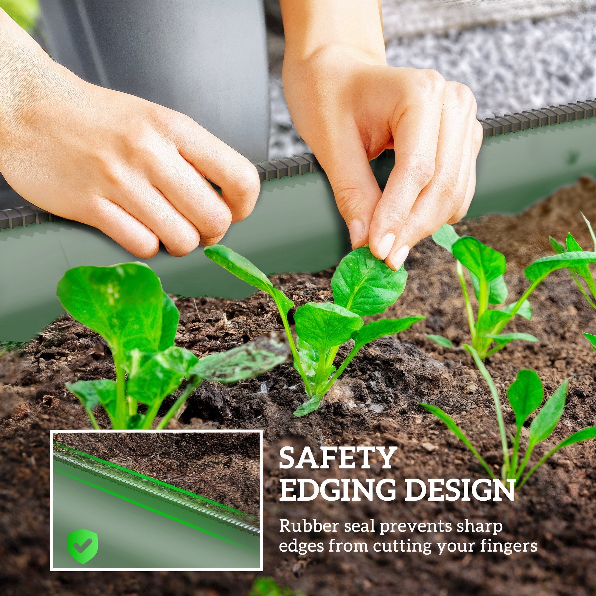 7.9' x 2' x 1' Galvanized Raised Garden Bed Kit, Metal Planter Box with Safety Edging, Green - Green - Image 6