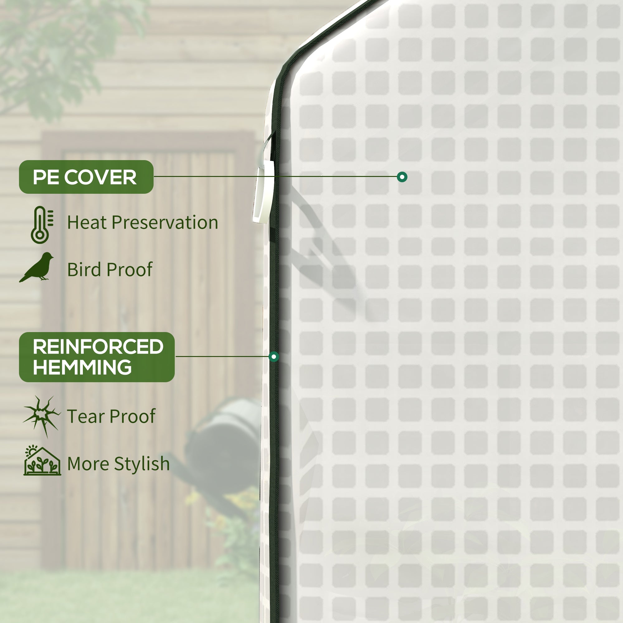 01-0472 Replacement Cover, 55" x 56.25" x 74.75" Walk-in Greenhouse Cover Reinforced Anti-Tear PE Hot House Cover, White - White - Image 4