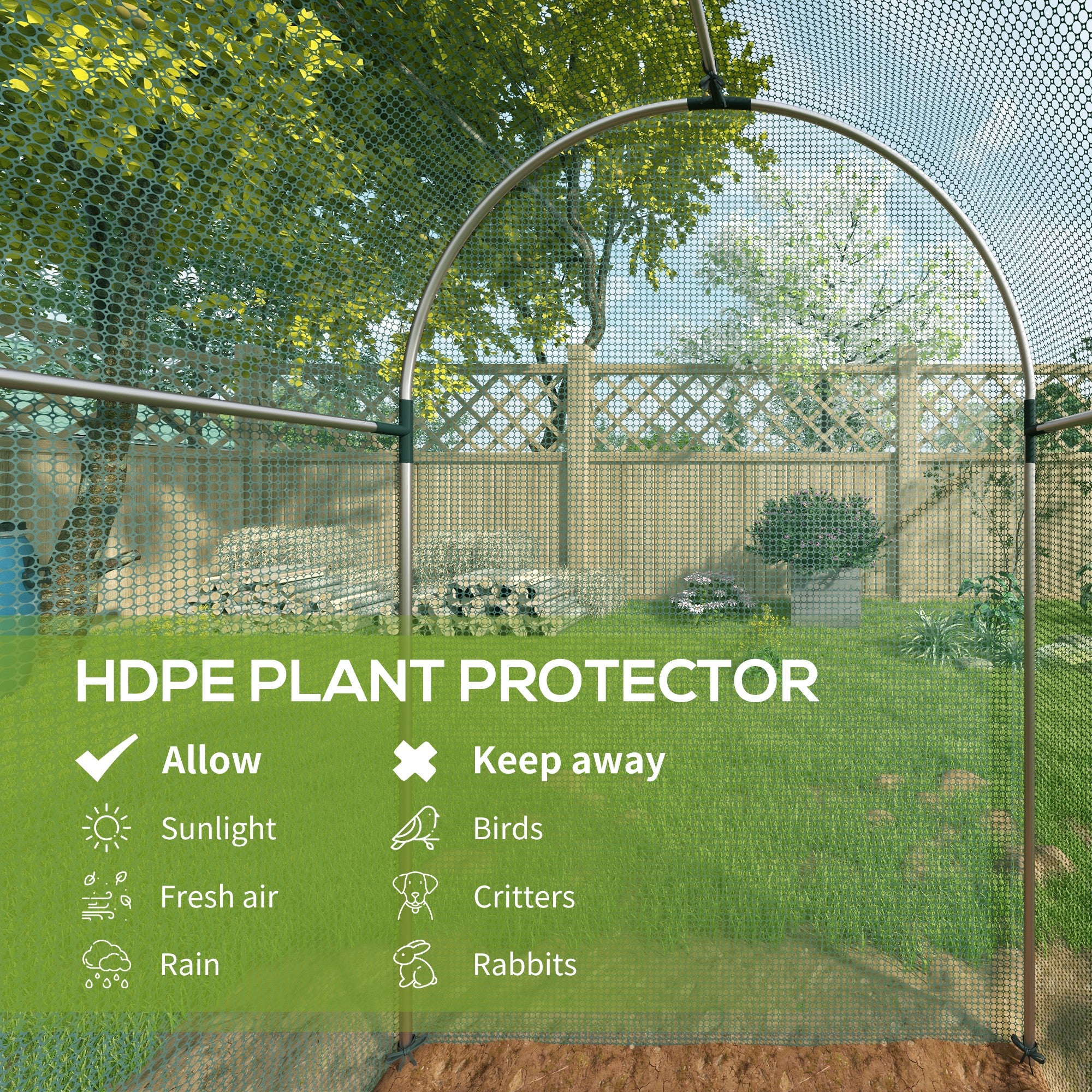 Galvanized Steel Crop Cage, Plant Protection Tent with Zippered Door, 4' x 8', Green - Green - Image 4