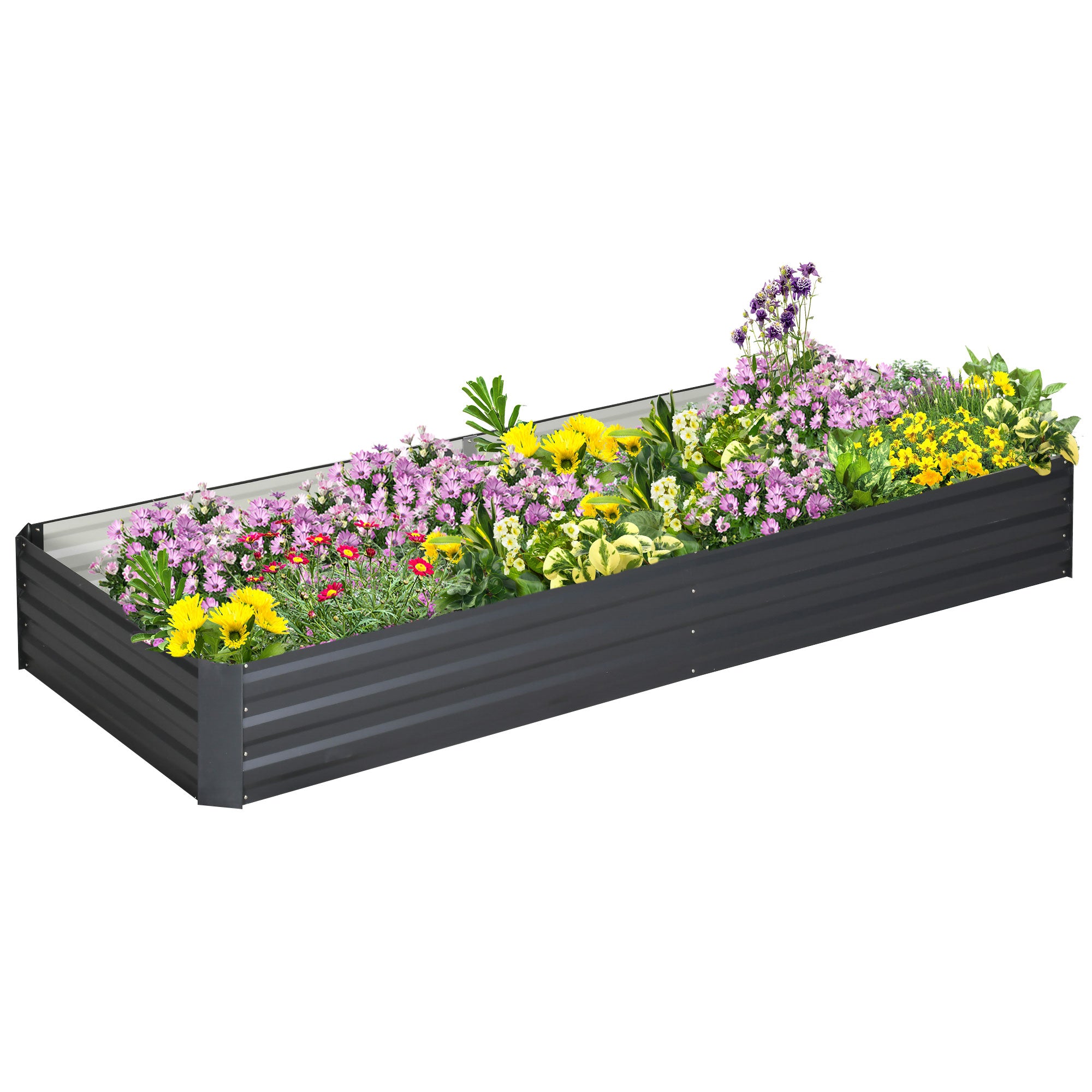 95" x 36" x 12" Galvanized Raised Garden Bed, Easy DIY and Cleaning for Growing Flowers, Herbs, Succulents, Gray - Gray