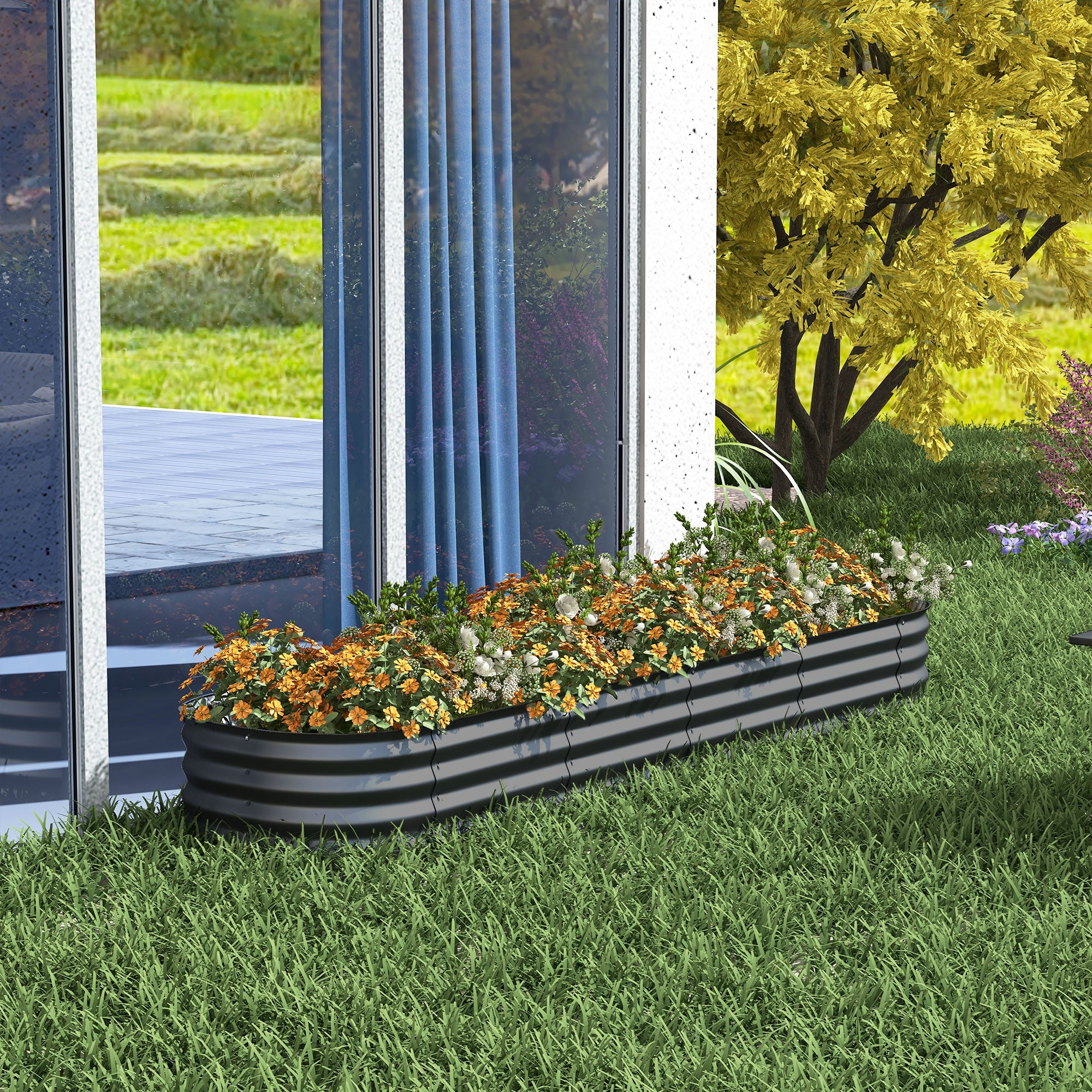 7.9' x 2' x 1' Galvanized Raised Garden Bed Kit, Metal Planter Box with Safety Edging, Dark Gray - Dark Gray - Image 8