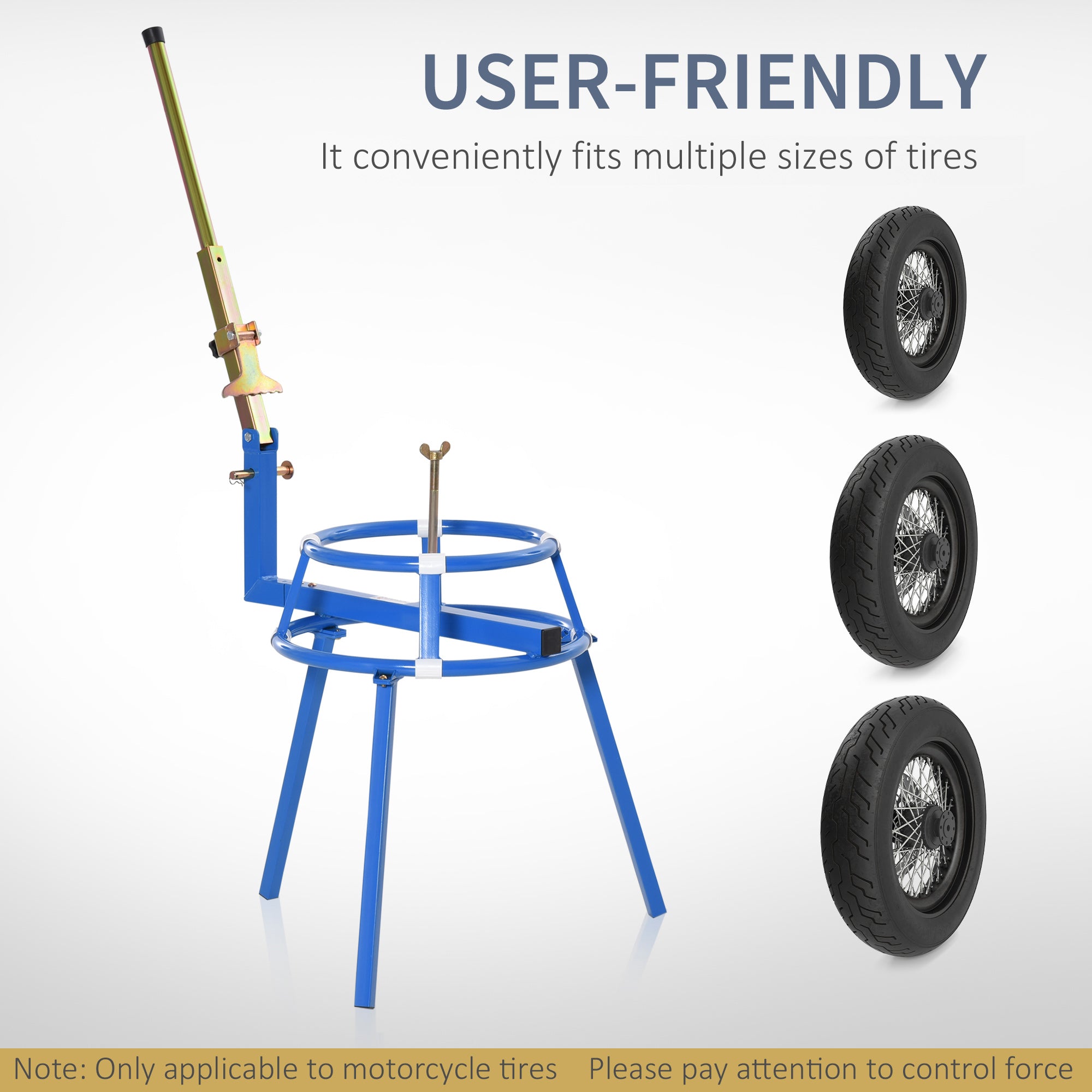 Motorcycle Tire Changing Stand Durable Steel Machine with Adjustable Bead Popper and Leverage Handle for 16" - 24" Multi Size