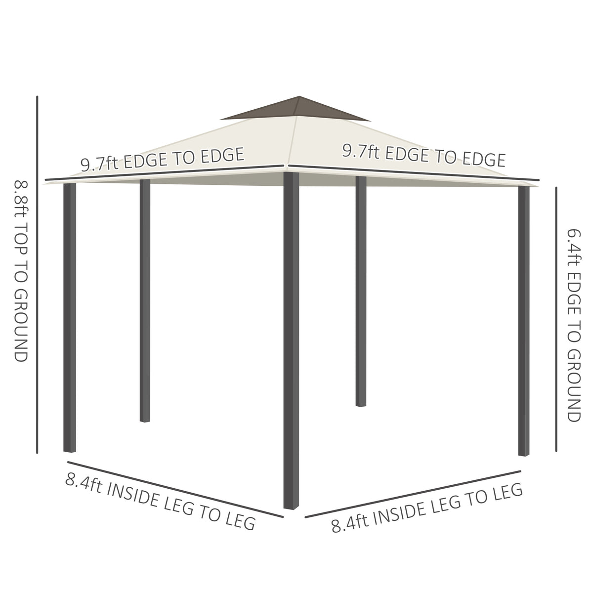 10' x 10' Patio Gazebo, Double Roof Outdoor Gazebo with Privacy Curtains, Mesh Netting, Aluminum Frame Outdoor Canopy Shelter, Cream White