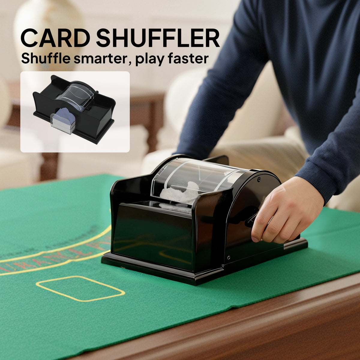 Poker Chip Set with Aluminum Case, Card Shuffler, 300 Chips, 2 Decks of Cards, Dealer Button for Texas Holdem Blackjack