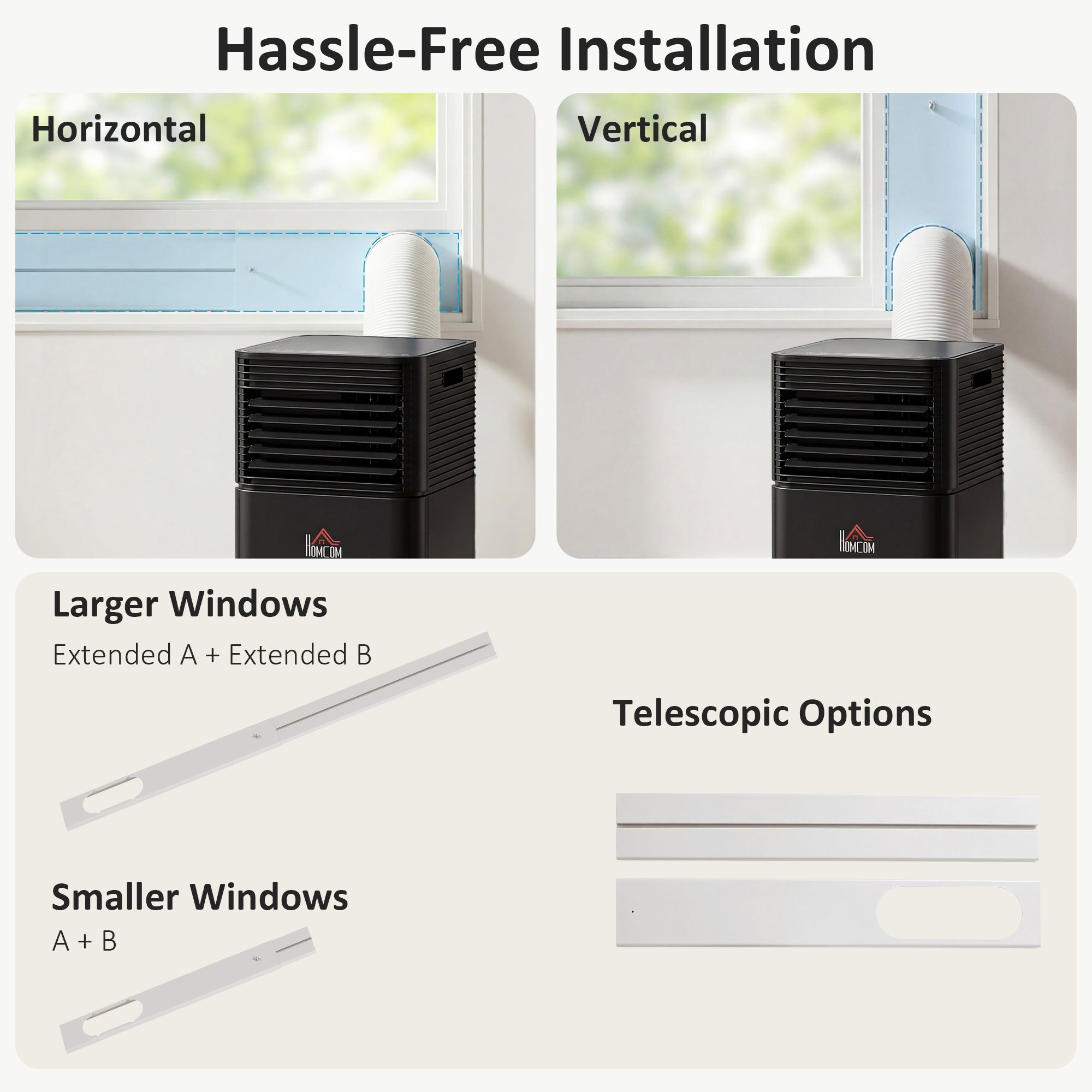 8000 BTU Portable Air Conditioner with Dehumidifier, Cooling Fan, Sleep, Remote, 24H Timer, Auto Off, Black