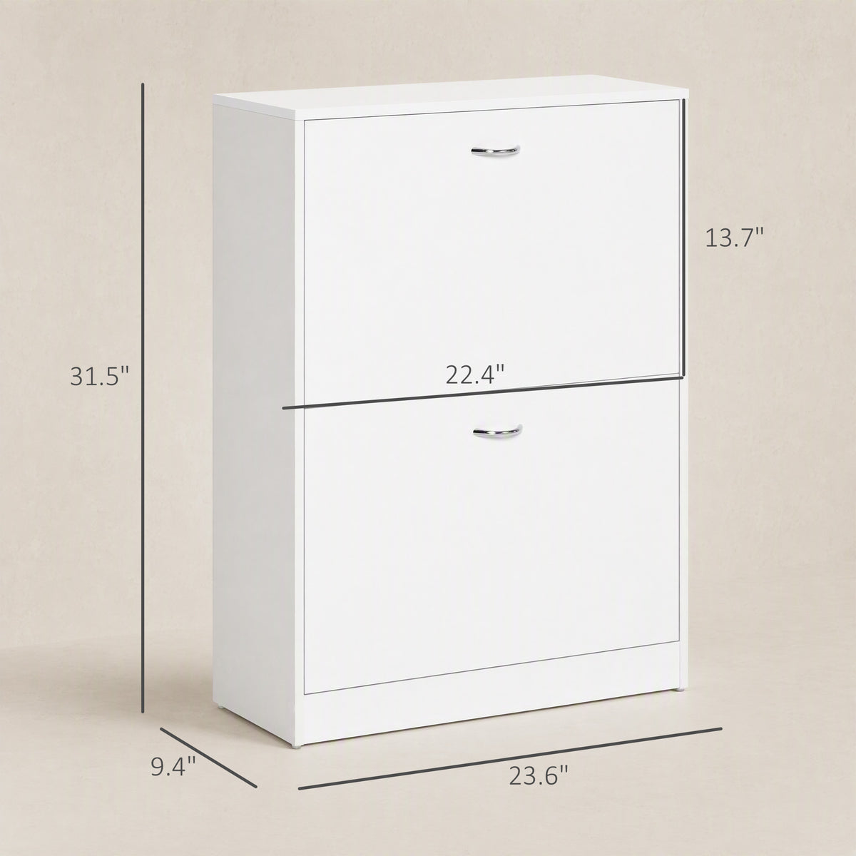 Shoe Cabinet with 2 Flip Drawers, Narrow Shoe Storage Cabinet with Adjustable Shelves for Entryway, Hallway, White