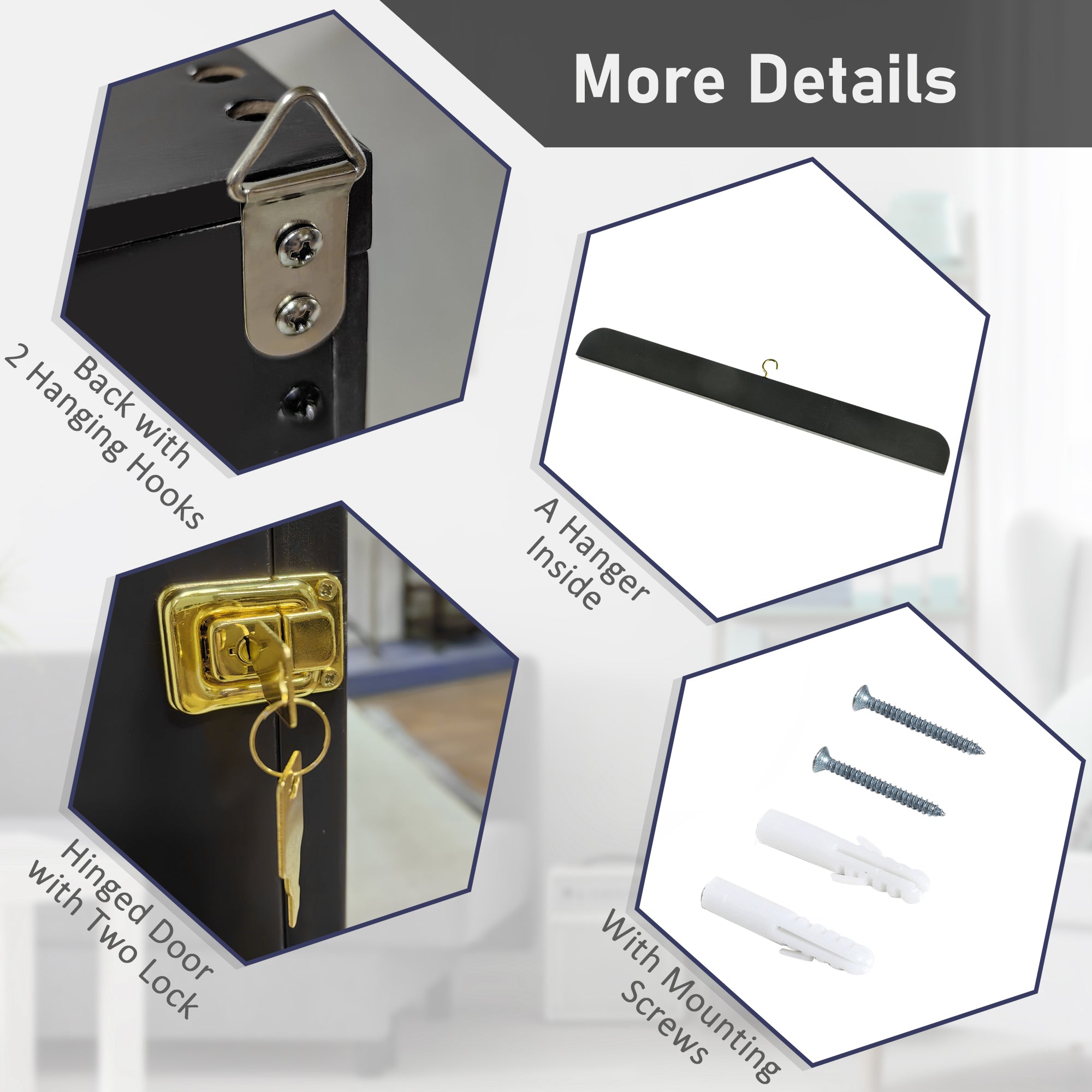 24" x 32" Acrylic Shadow Box Frame, UV-Resistant Jersey Display Case with T-shirt Hanger and 2 Keys, Black