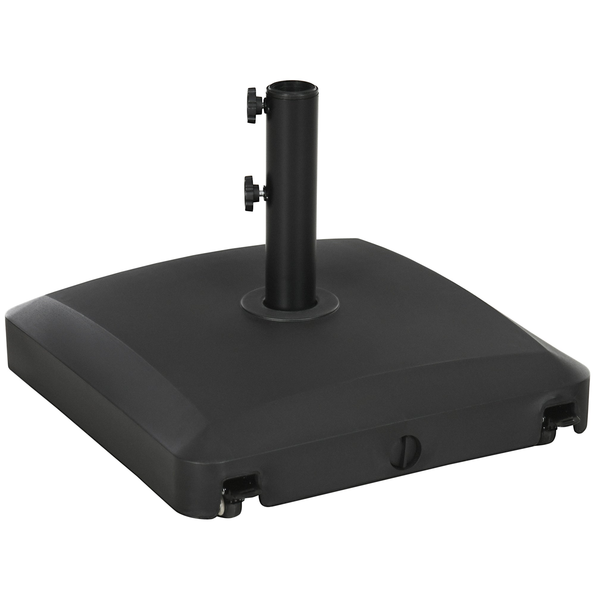Patio Umbrella Base with Wheels, 53lbs Water or 66lbs Sand Filled, Heavy Duty Outdoor Umbrella Stand Holder, Black