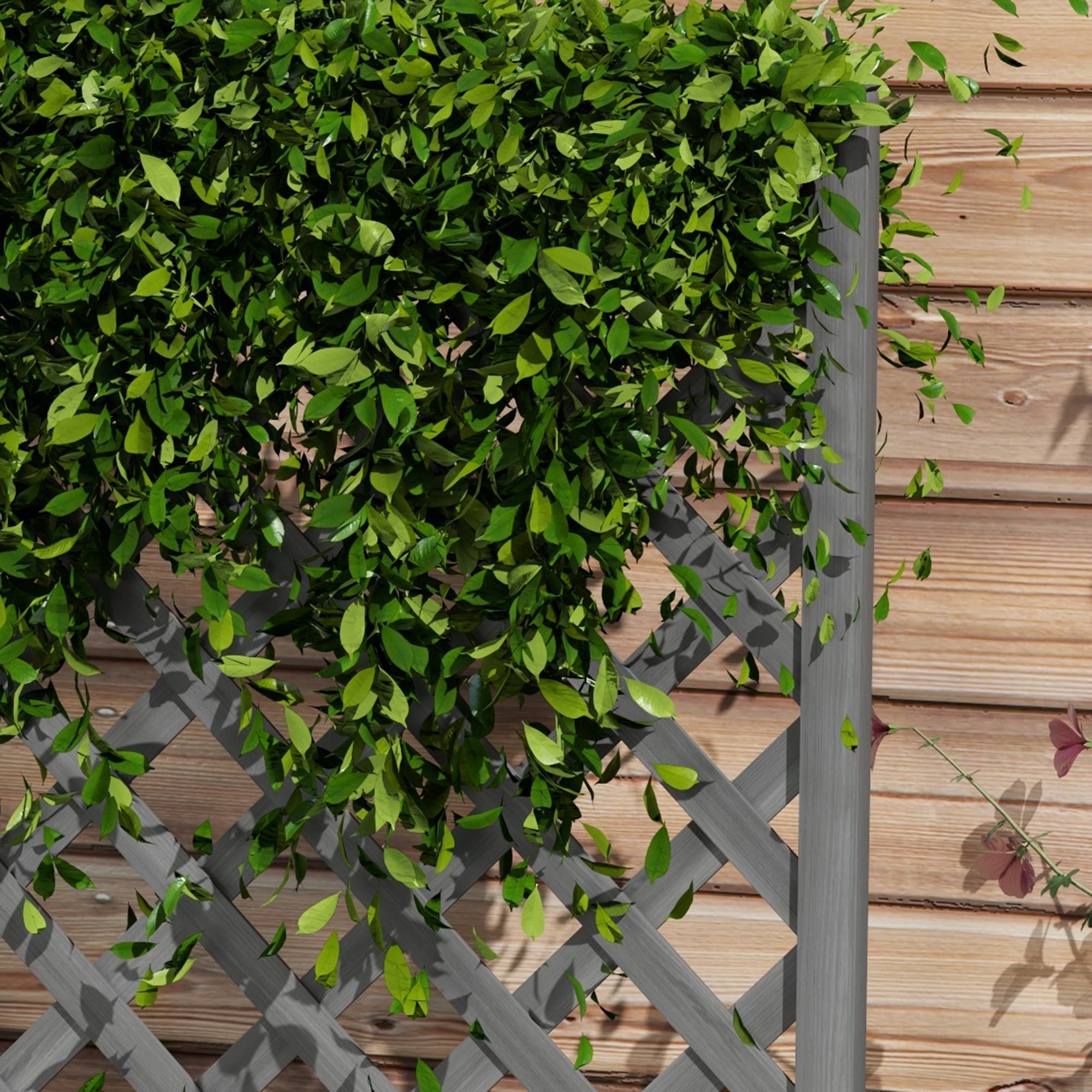 46" Wooden Planter with Trellis, Raised Garden Bed to Grow Vegetables, Herbs, Flowers for Backyard, Patio, Gray - Gray - Image 8
