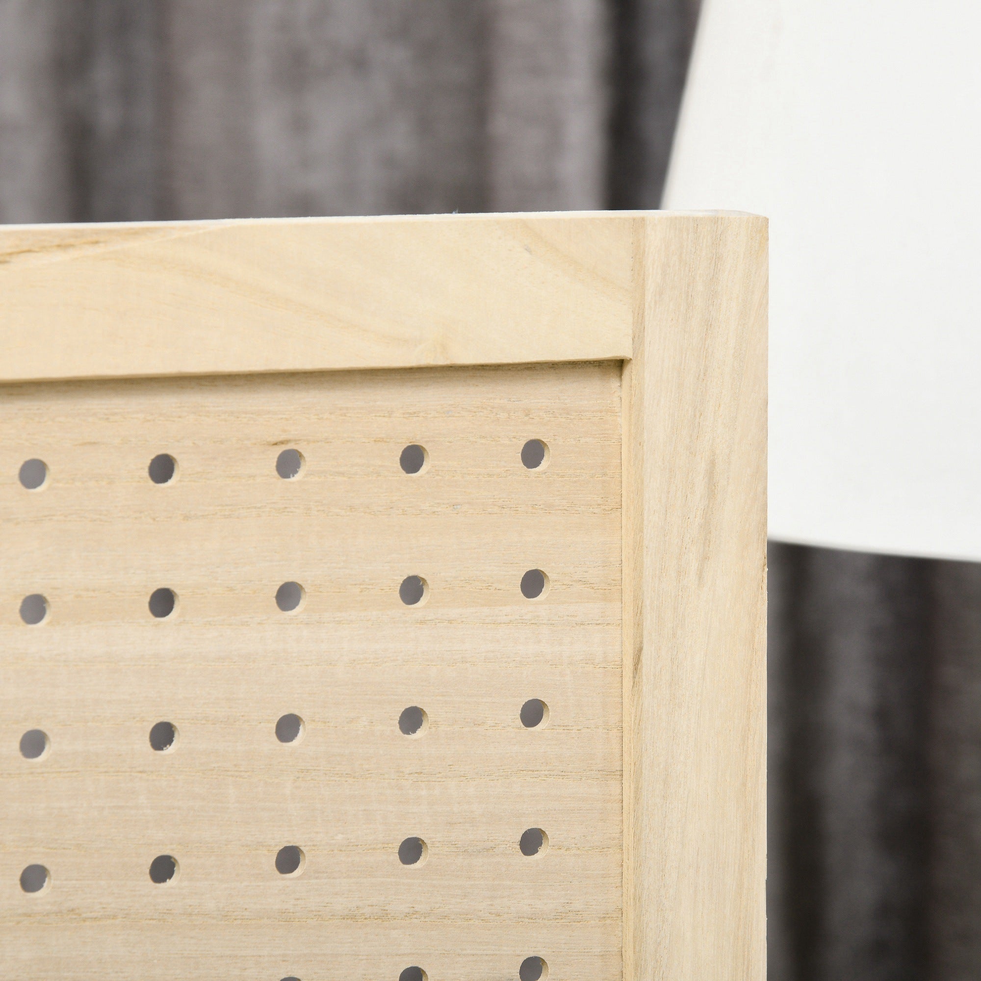 4.7' 4 Panel Wooden Room Divider with Pegboard Display, Folding Privacy Screen for Home Office, Natural