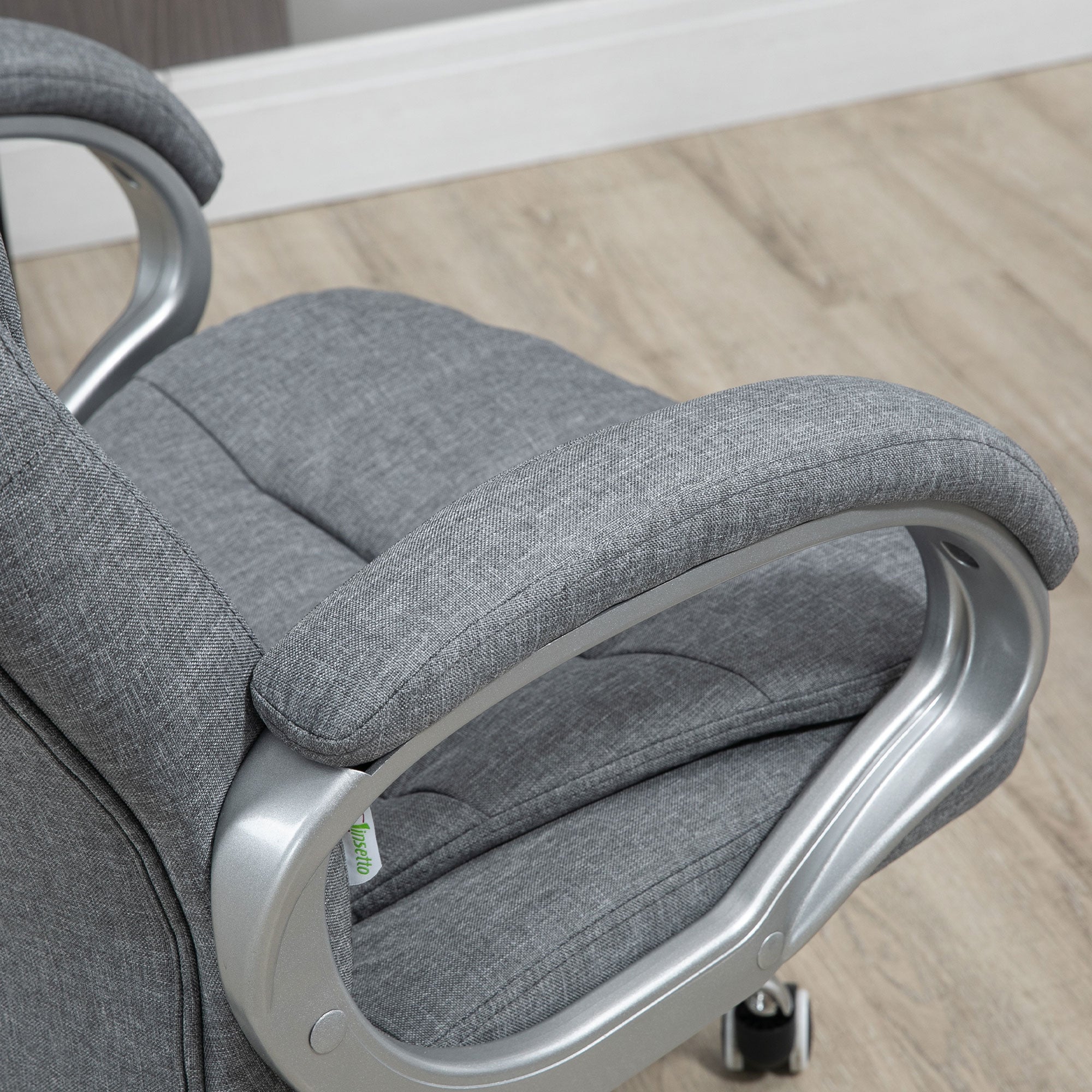 High Back Home Office Chair Executive Computer Chair with Adjustable Height, Upholstered Thick Padding Headrest and Armrest - Grey