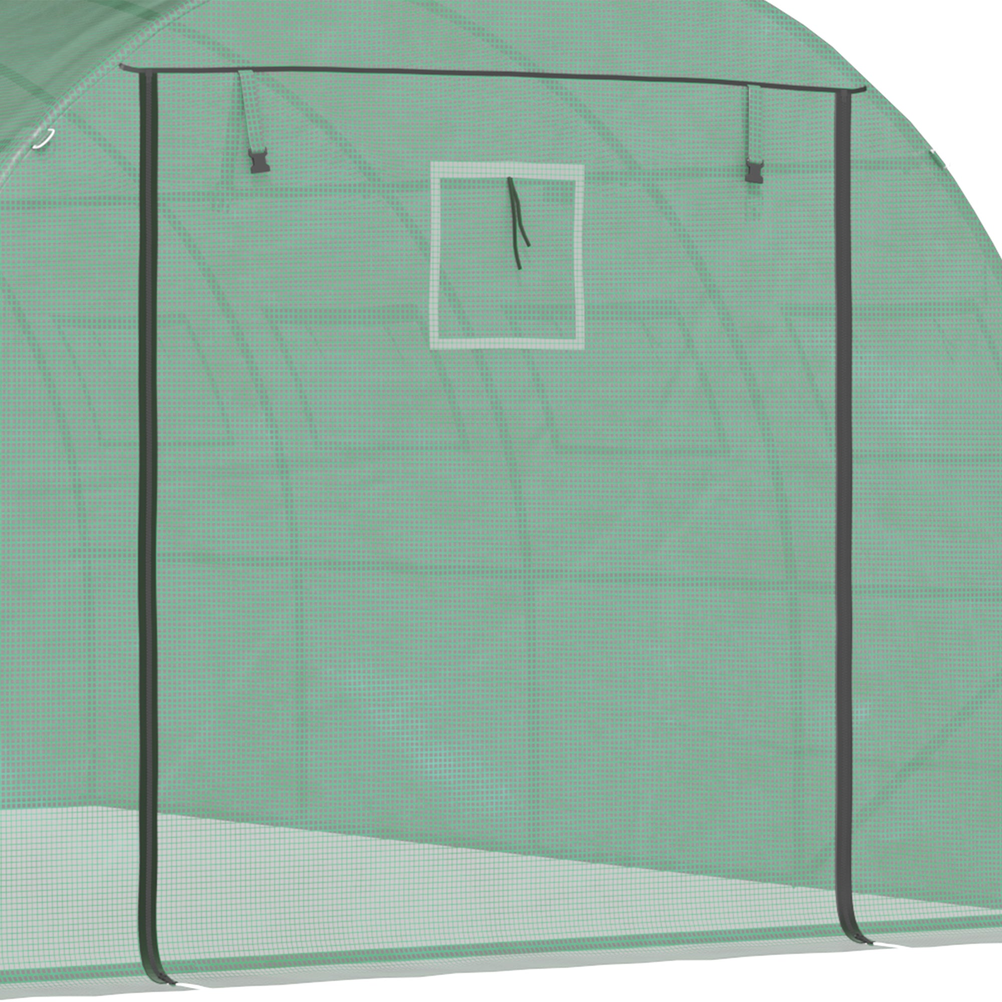 13' x 10' x 6.5' Walk-in Tunnel Greenhouse with 2 Zippered Mesh Doors & 10 Mesh Windows, Upgraded Gardening Plant Hot House with Galvanized Steel Hoops, Green - Green - Image 8