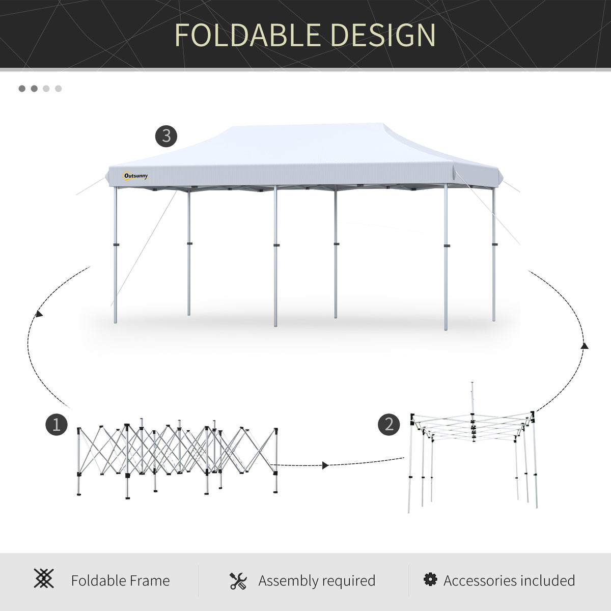 10'x20' Aluminum Pop Up Canopy Tent, Upgraded Thicker Tube Instant Party Tent with Wheeled Bag, 2-Level Adjustable, XL Large Ground Stakes for Events Patio Backyard
