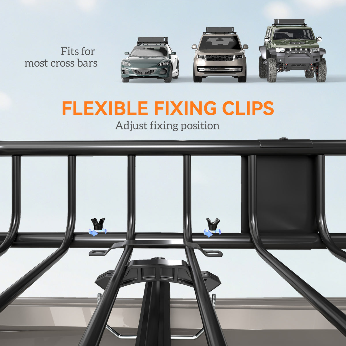 Car Roof Rack Basket, 64" x 39" x 6" Adjustable Cargo Basket for Cars, SUVs, Vans and RVs, 220 lbs Capacity, Black