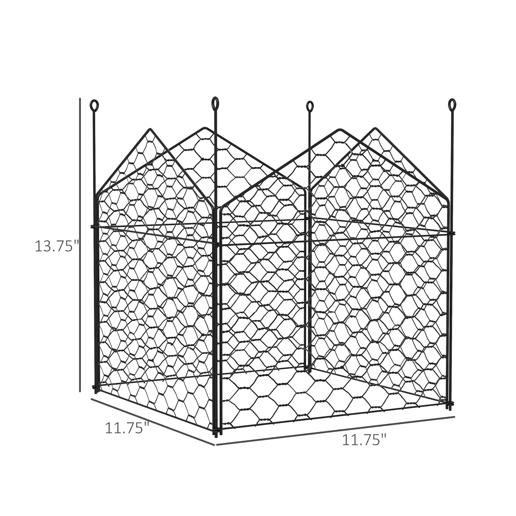 4 Pack Garden Cloches for Plants, 12" x 14" Metal Crop Cage Set, Plant Cages to Keep Animals Out, Black - Black - Image 3
