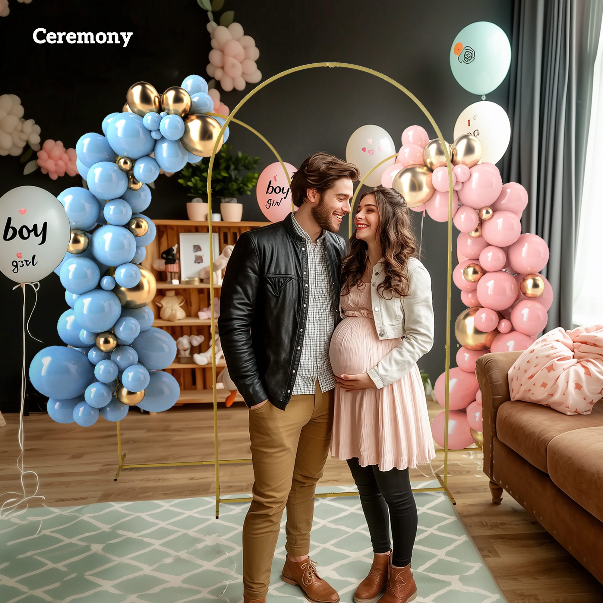 Metal Arch Backdrop Stand Set of 3, 7/6.5/6 ft Wedding Arch Frame, Balloon Backdrop Arch Stand Set for Birthday Party, Bridal Shower, Graduation, Ceremony, Banquet Decorations, Gold - Gold - Image 8