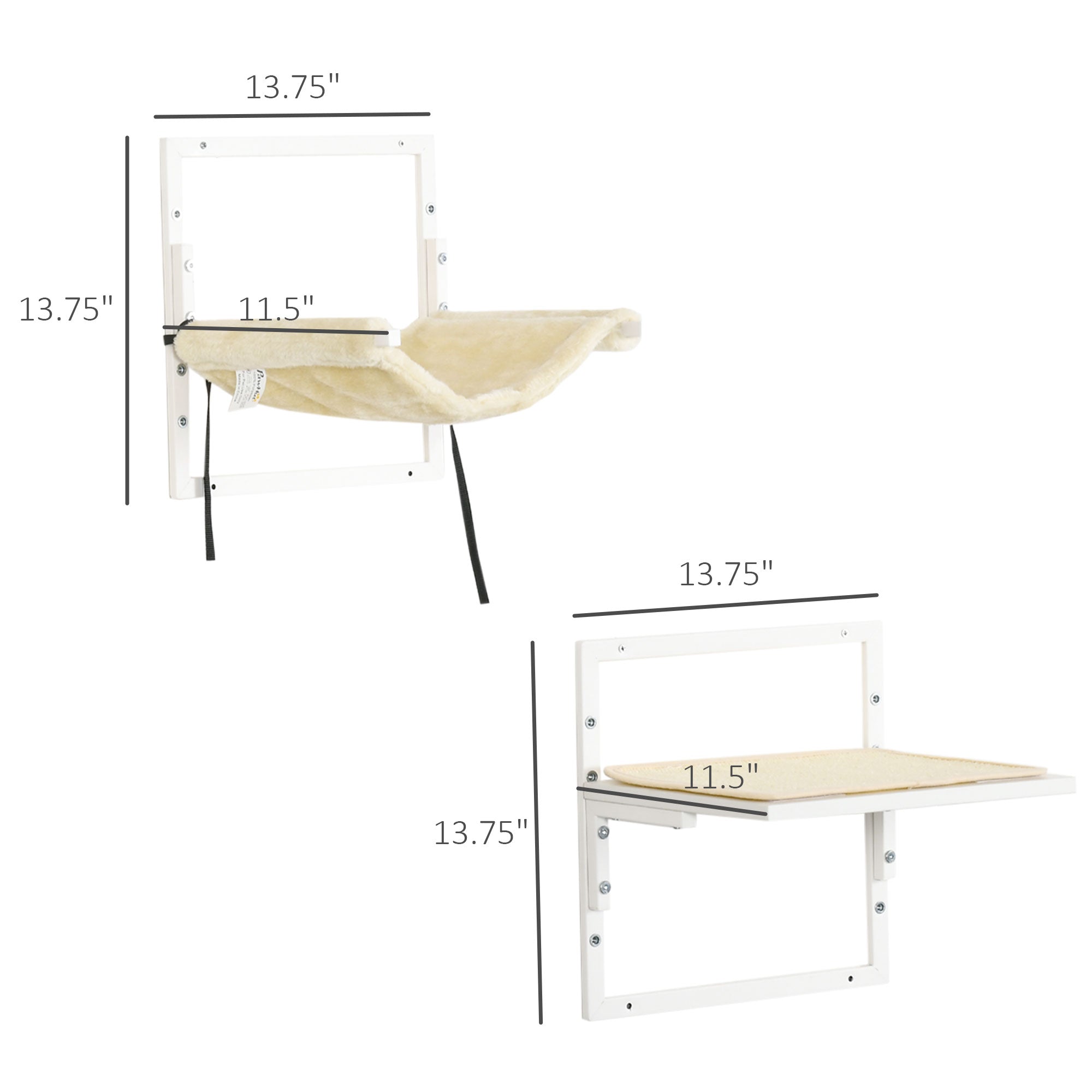 Cat Shelves for Indoor Cats, 6Pc Modern Cat Wall Furniture with Adjustable Height Jumping Platforms & Hammock, Cream White - Cream White - Image 3