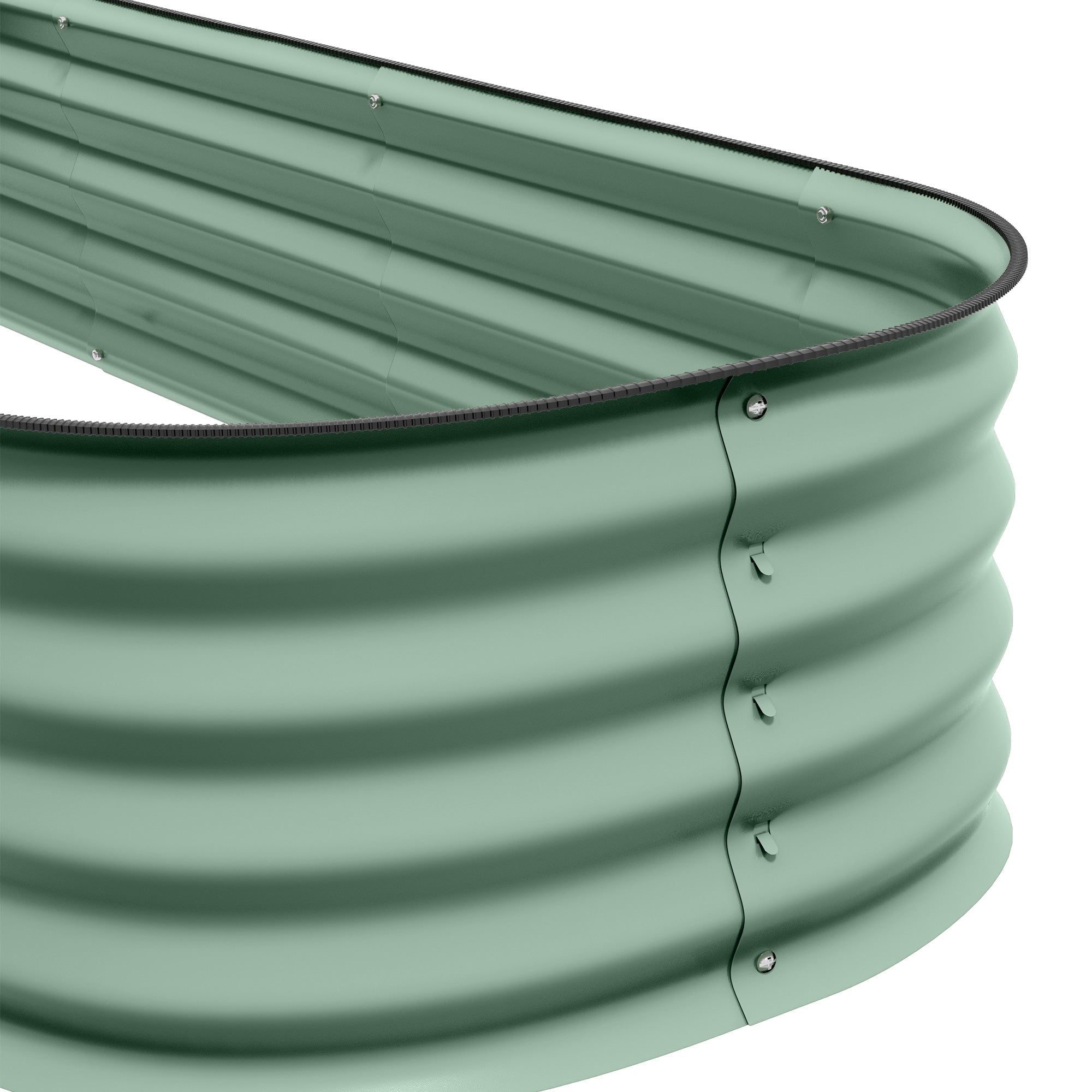 6.4' x 2' x 1' Galvanized Raised Garden Bed Kit, Metal Planter Box with Safety Edging, Green - Green - Image 8