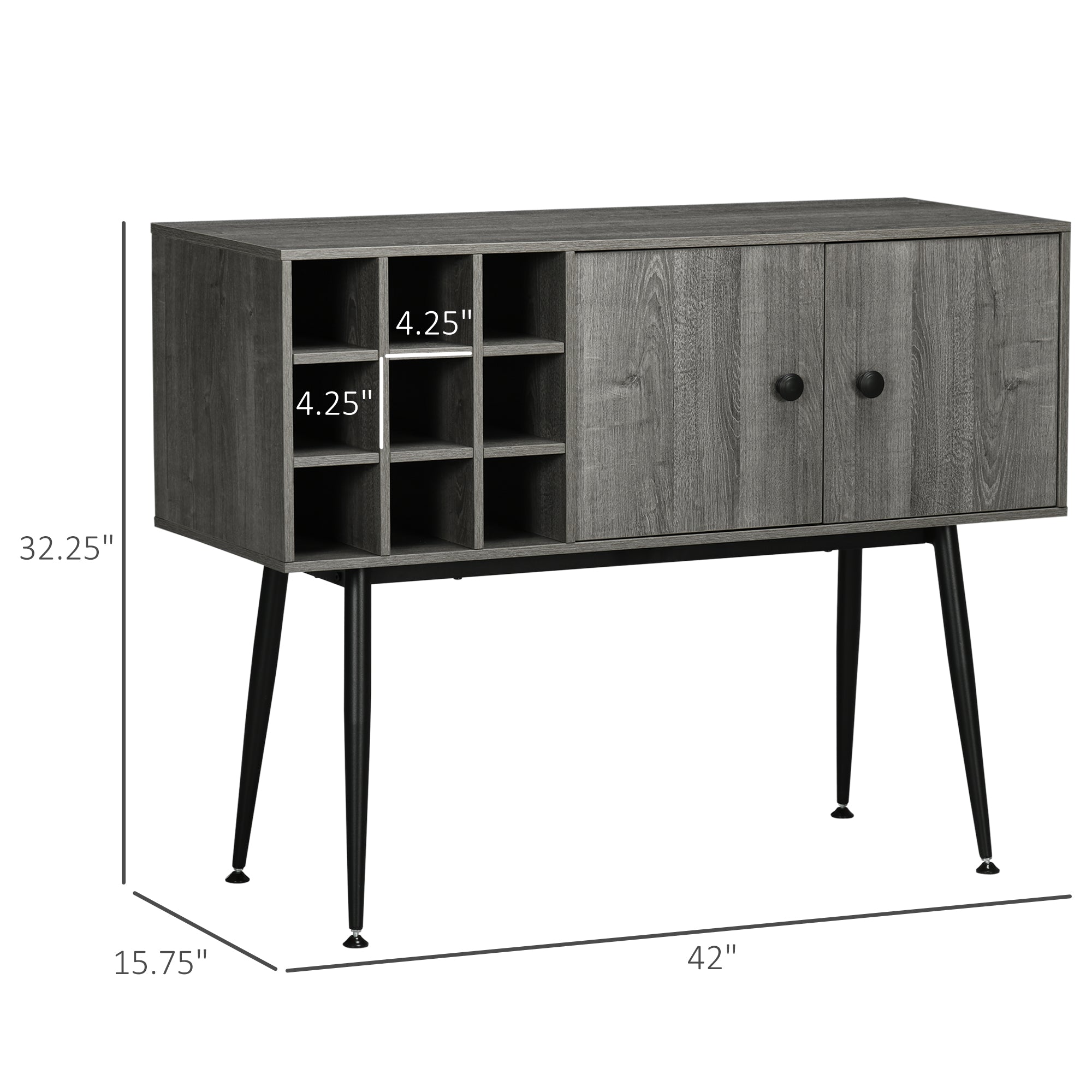 Coffee Bar Cabinet 9-Bottle Wine Rack and Adjustable Shelf, Sideboard Buffet Cabinet Wine Cabinet for Living Room
