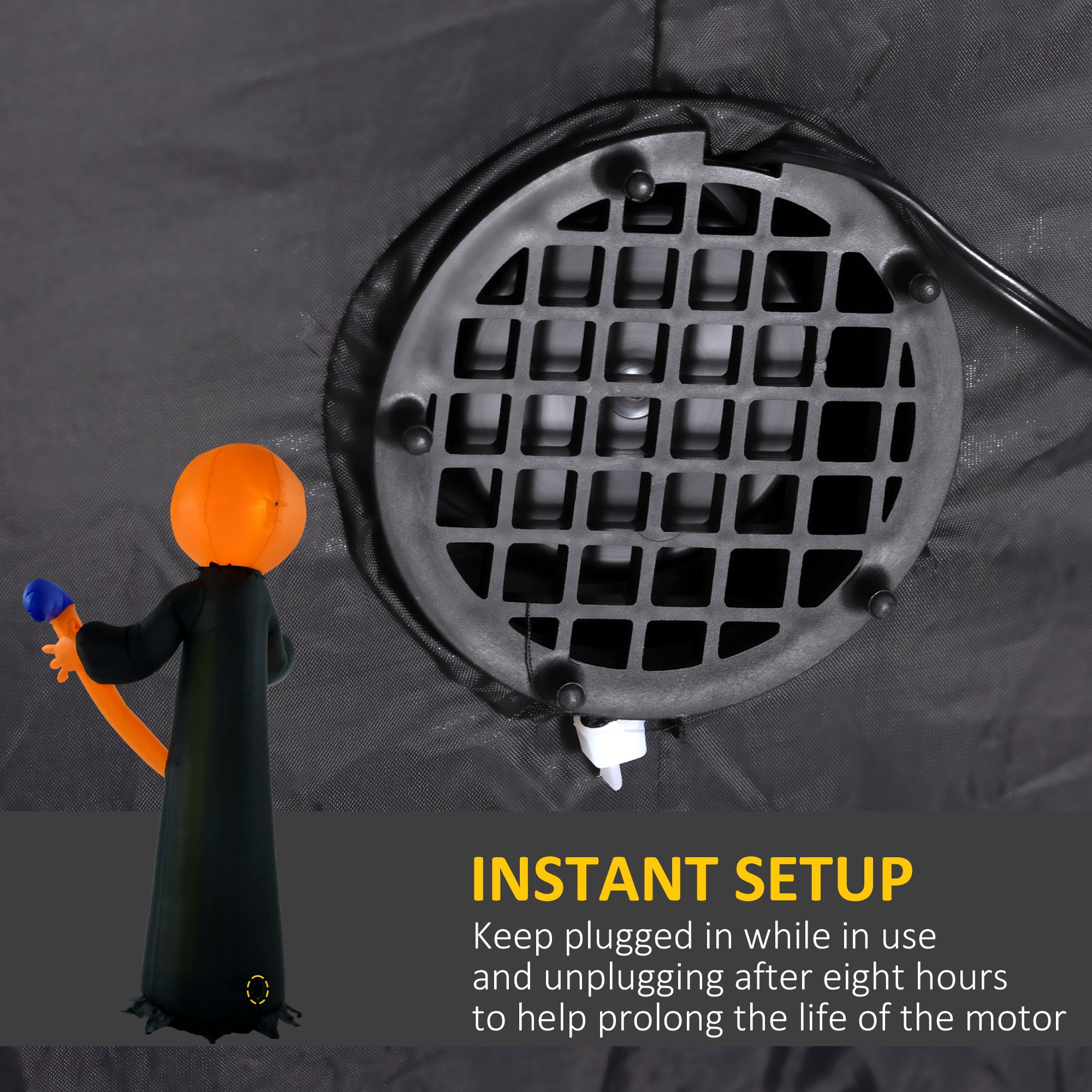 10ft Inflatable Halloween Pumpkin Head Ghost with Hammer, Blow Up LED Display for Garden Indoor Outdoor