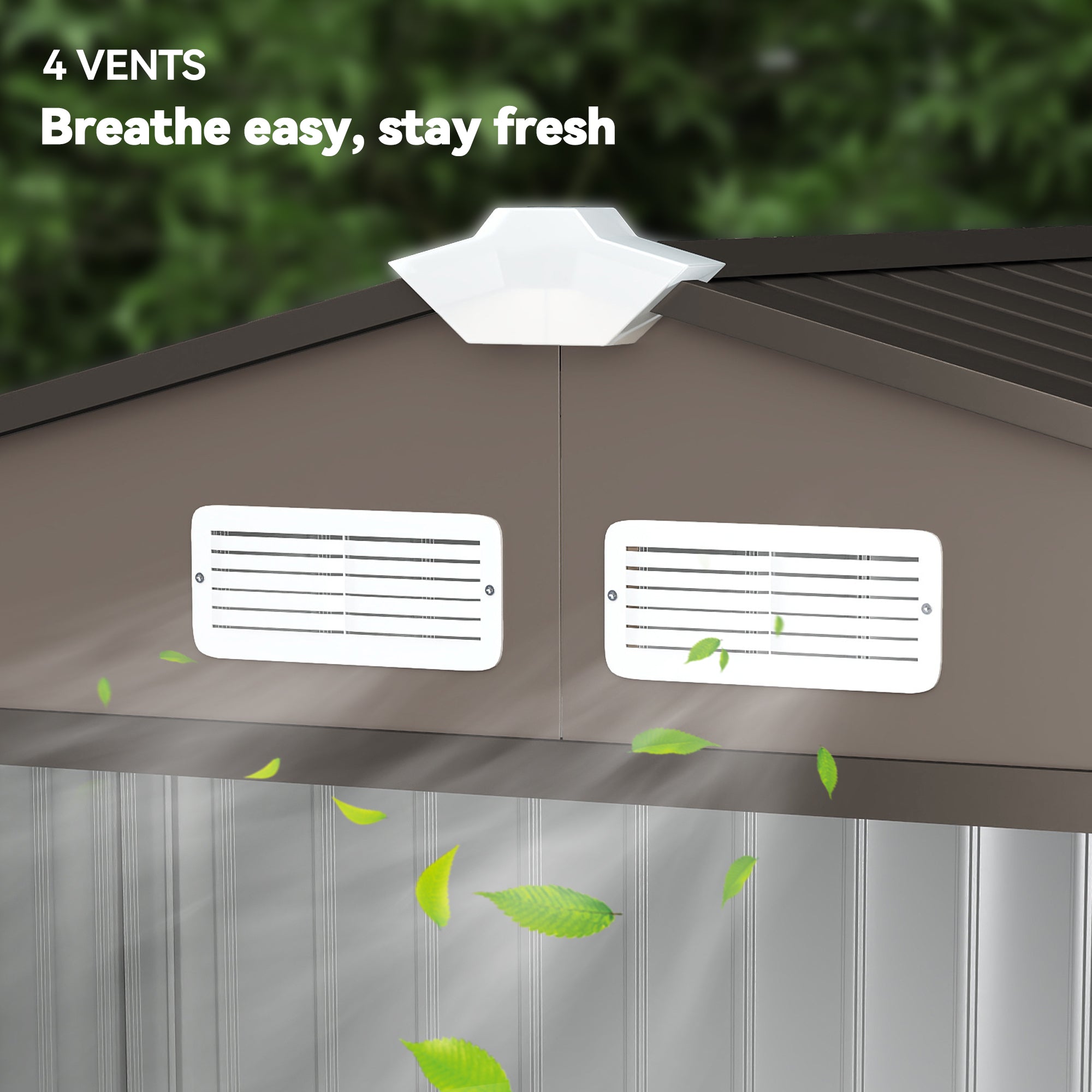 7x4 Storage Shed, Outdoor Garden Tool Shed with Foundation Kit, Vents & Sliding Doors for Backyard Patio, Brown - Brown - Image 8