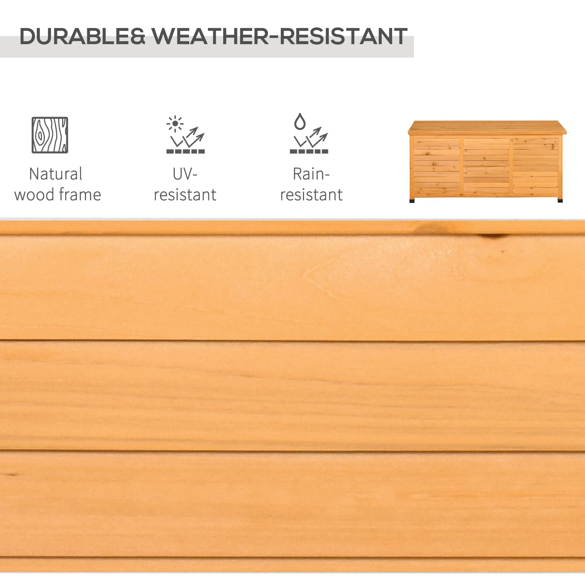 75 Gallon Wooden Deck Box, Outdoor Storage Container with Aerating Gap & Weather-Fighting Finish, Yellow - Yellow - Image 4