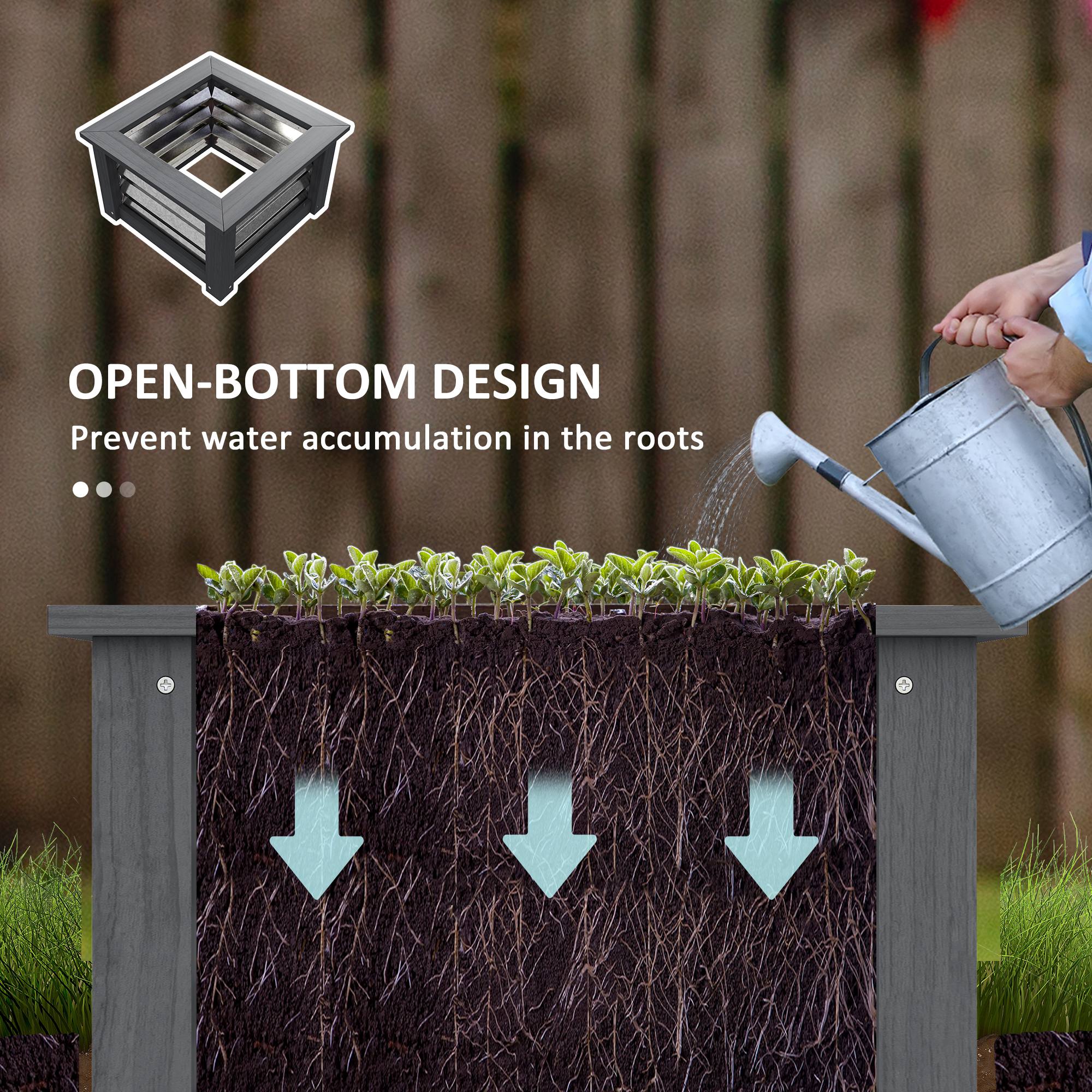 Wooden Raised Garden Bed with Trellis, Galvanized Planter Box Elevated Garden Bed for Garden, Patio, Gray - Gray - Image 7