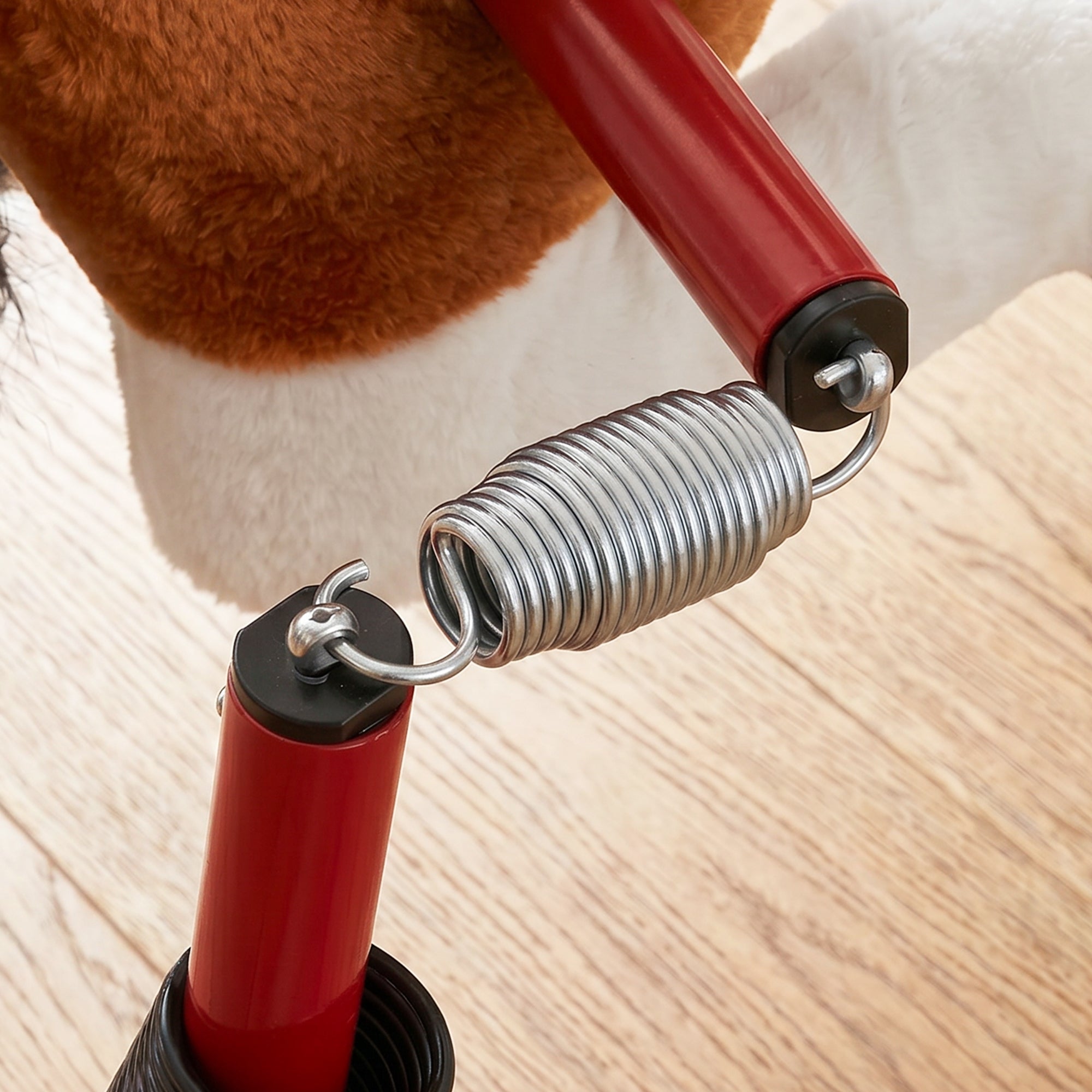 Spring Rocking Horse, Kids Ride on Horse, Plush Horse Ride-on w/ Sounds & Foot Stirrups for Kids 3-8 Years, Brown