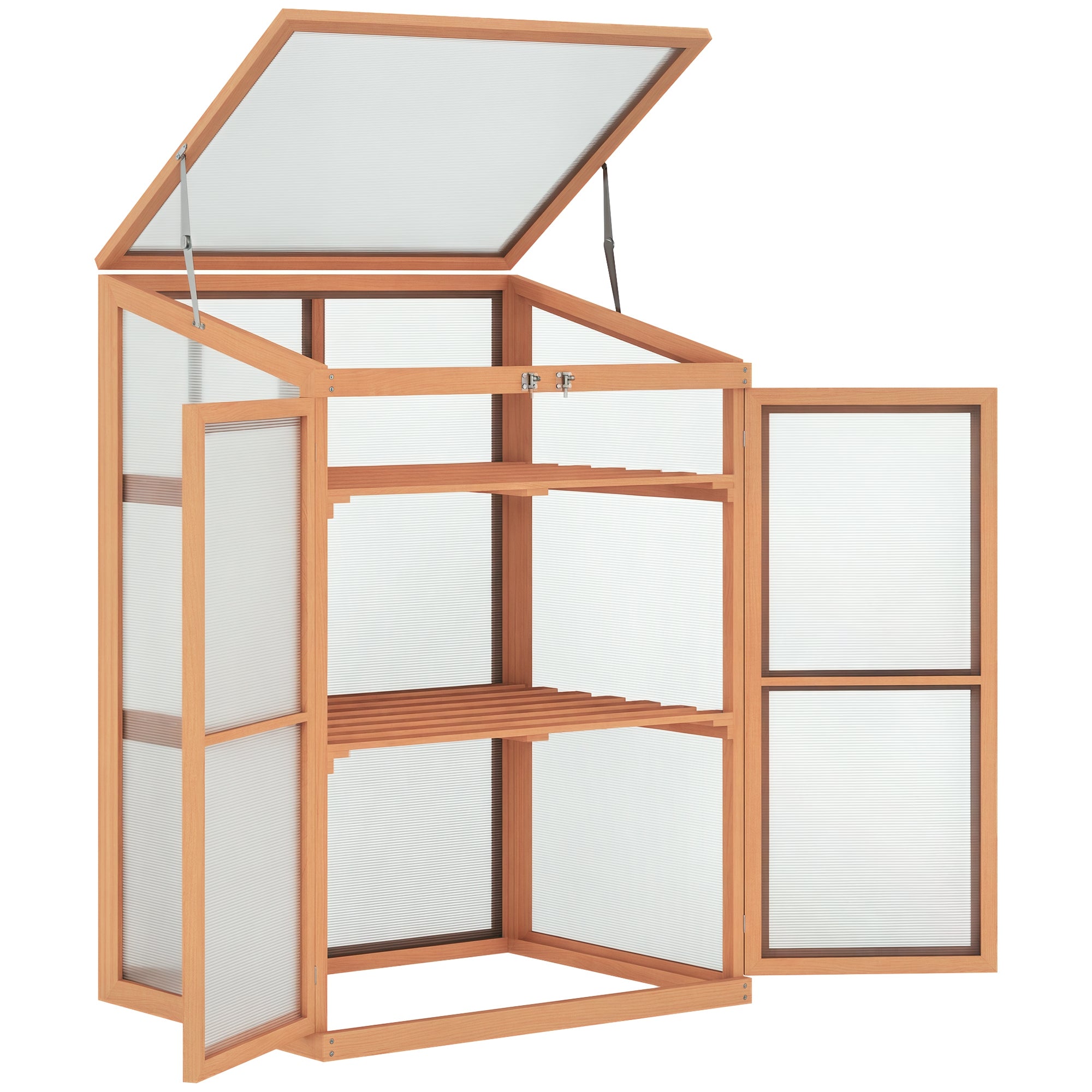 Wooden Cold Frame Greenhouse Small Mini Planter Box, 30" L x 24" W x 44" H, Natural