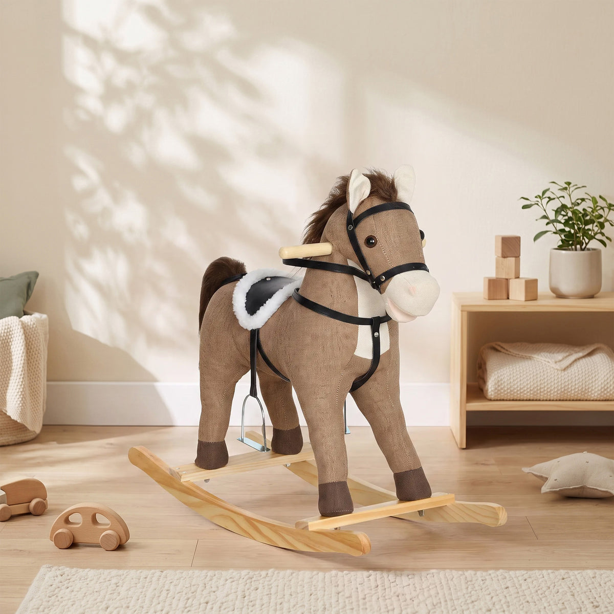 Rocking Horse, Back and Forth Rocking, Ride on Horse Toy with Sound Effects, for 12-36 Months Toddlers, Dark Brown