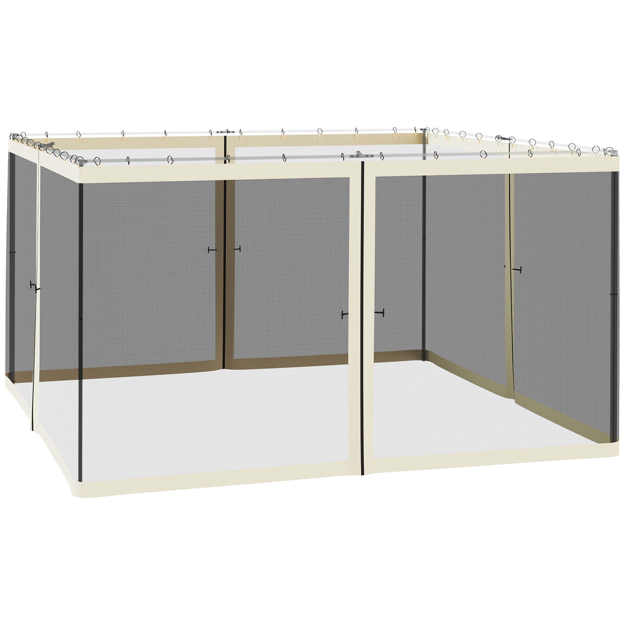 Replacement Mesh Sidewall Netting for 12' x 12' Gazebos and Canopy Tents with Zippers, (Sidewall Only) Cream