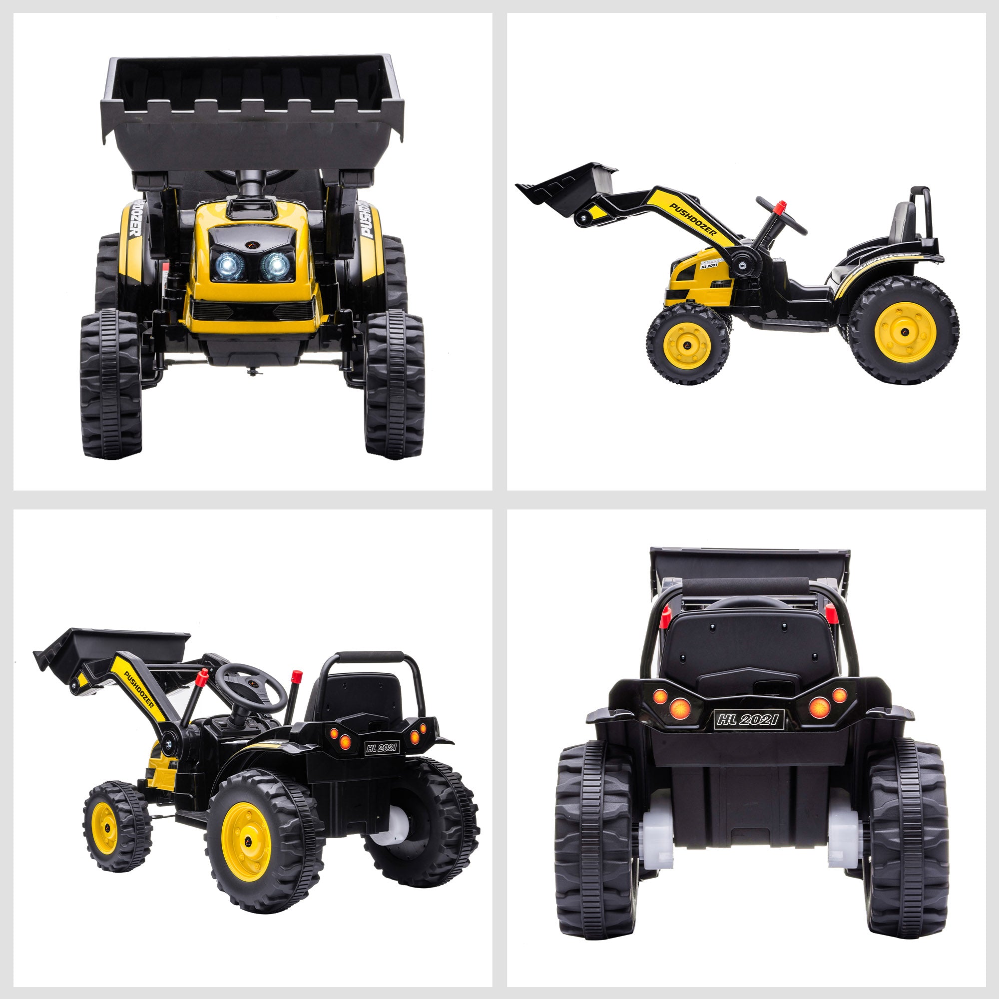 6V Kids Rechargeable Battery Powered Truck with Adjustable Bucket, High/Low Speed Realistic Sound, Yellow