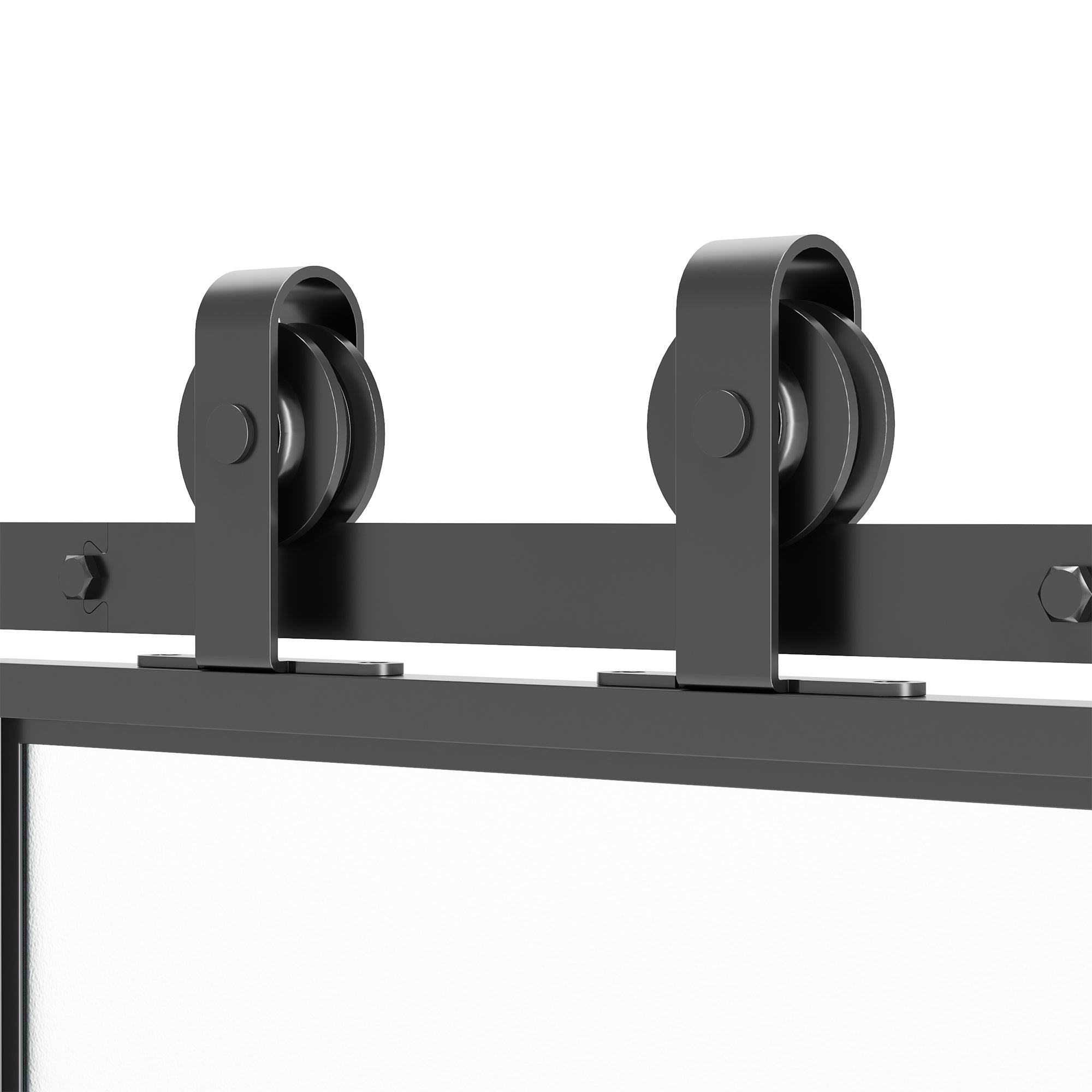 36" x 84" Sliding Door with Hardware Kit, Handle, & Track, Frosted Tempered Glass Door, Easy Installation