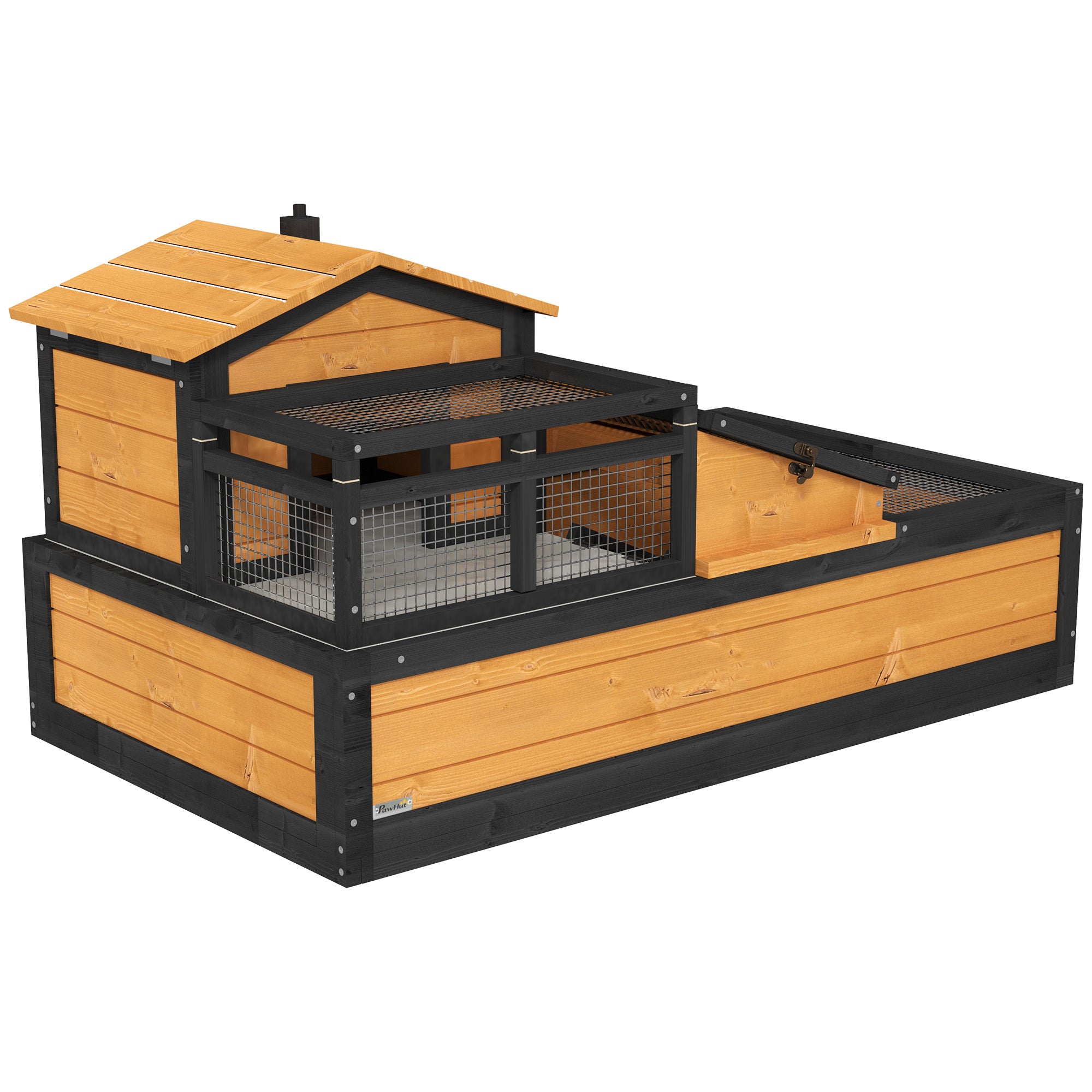 3-Room Tortoise Habitat House w/ Balcony & 2 Stories, 44" x 25.5" x 25", Yellow - Yellow