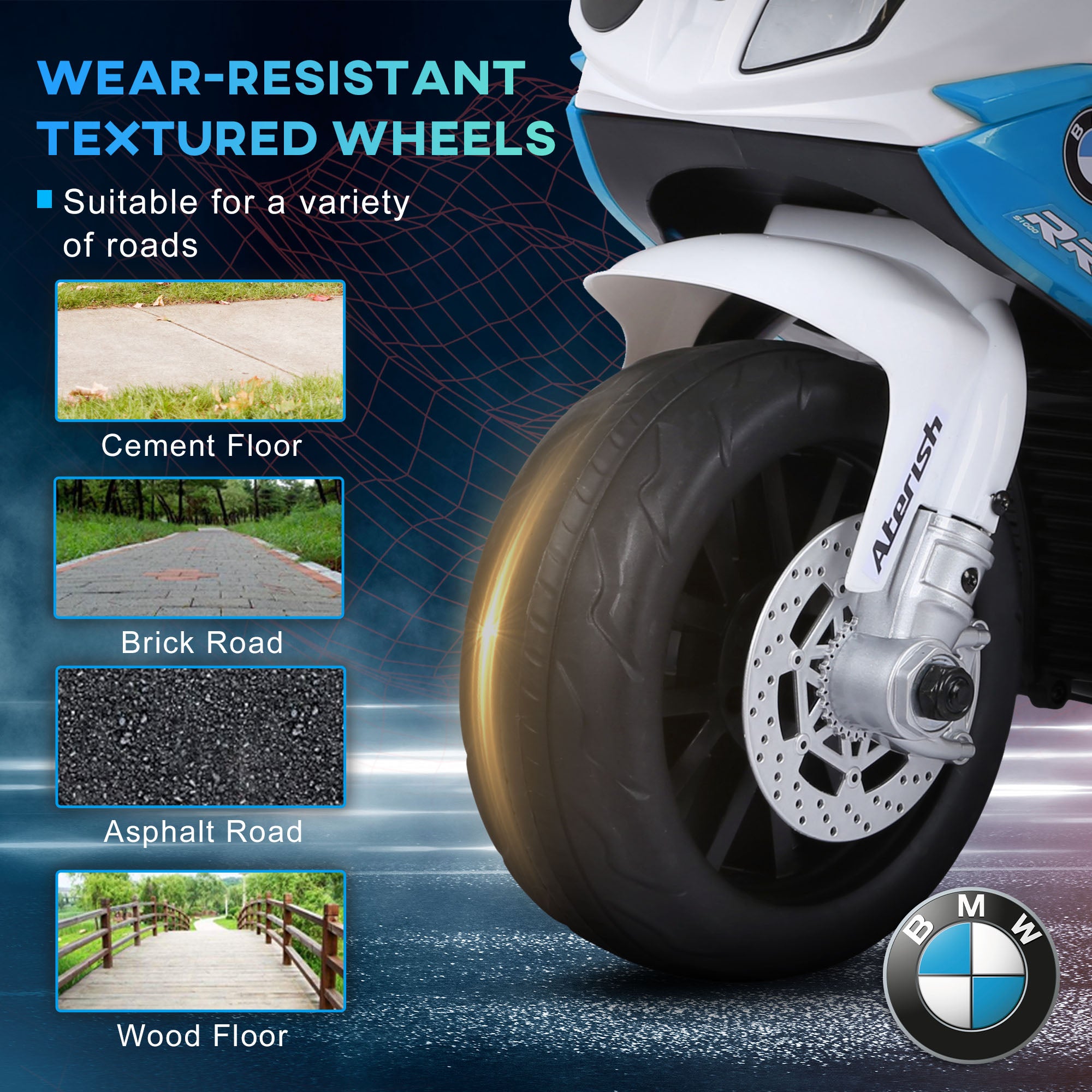 6V 3 Wheeled Electric Motorcycle, Kids Motorcycle Licensed BMW with Headlight, Music, Blue