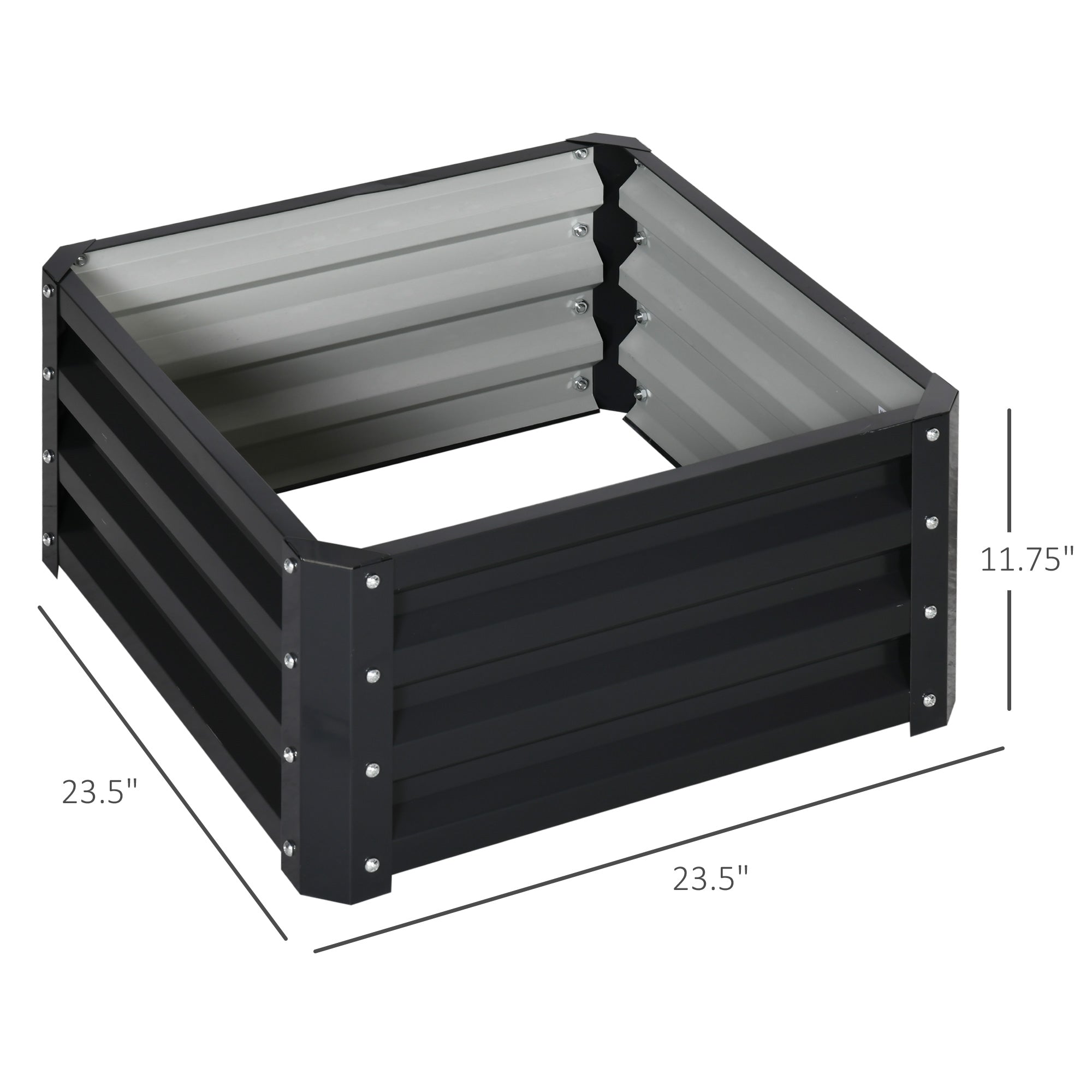 2pc 23.5" Elevated Herb & Vegetable Planting Box Kit w/ Versatile Uses, Dark Gray - Grey - Image 3