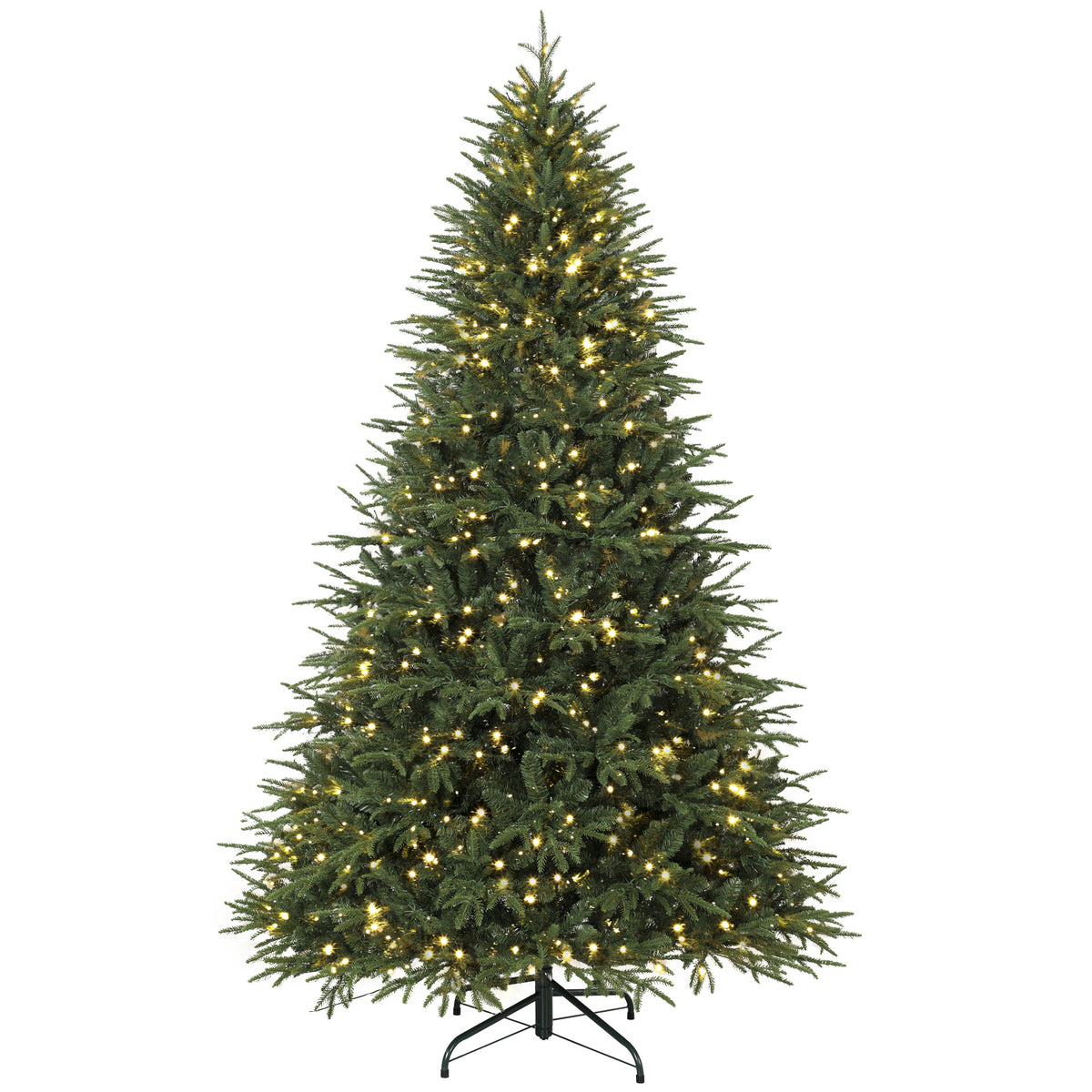 7.5ft Pre-lit Classic Artificial Christmas Tree with 3,719 Branch Tips 1000 Warm White LED Lights, Green