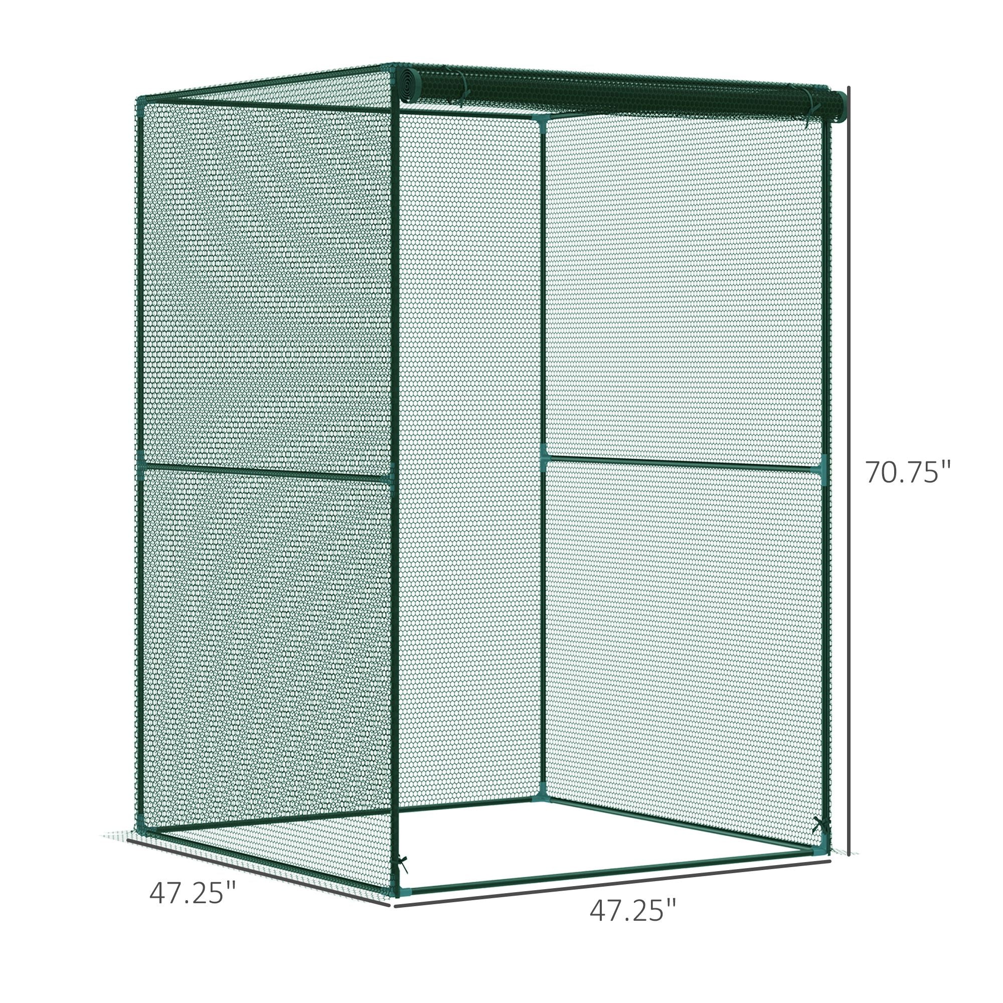 Walk-in Crop Cage, Plant Protectors from Animals with Roll Up Zippered Door, 3.9' x 3.9' x 5.9', Dark Green - Green - Image 3