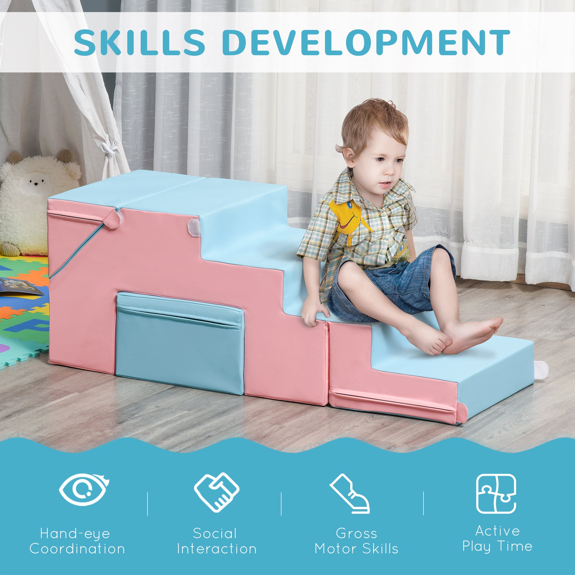 2 Piece Foam Climbing Toys for Toddlers 1-3 Years to Slide, Climb and Crawl, Multicolor