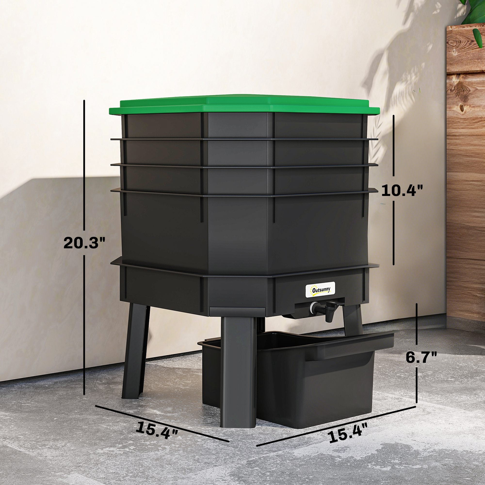 4-Tray Worm Composter Bin, 7.4 Gal Outdoor & Indoor Worm Composter for Recycling Food Waste, Dark Green - Green - Image 3