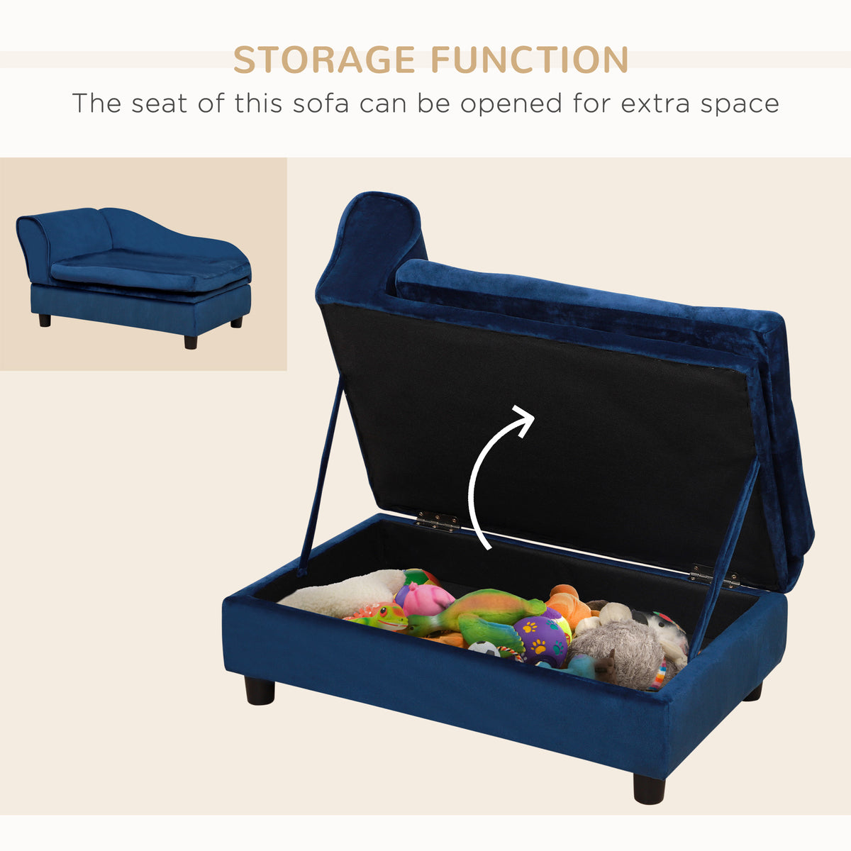 Pet Sofa Bed Couch with Storage, Pet Sofa for Cats and Small Dogs