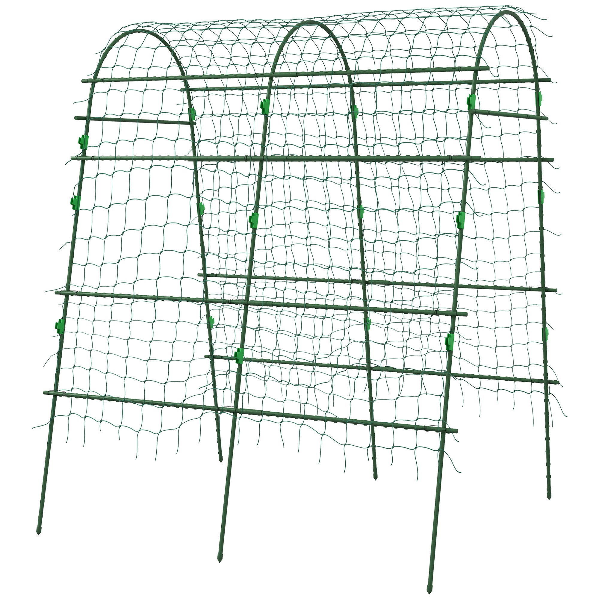 Metal Garden Trellis, Arch Trellis for Climbing Plants Outdoor, A-Frame, with Climbing Net, 57" x 66" x 81", Green - Green