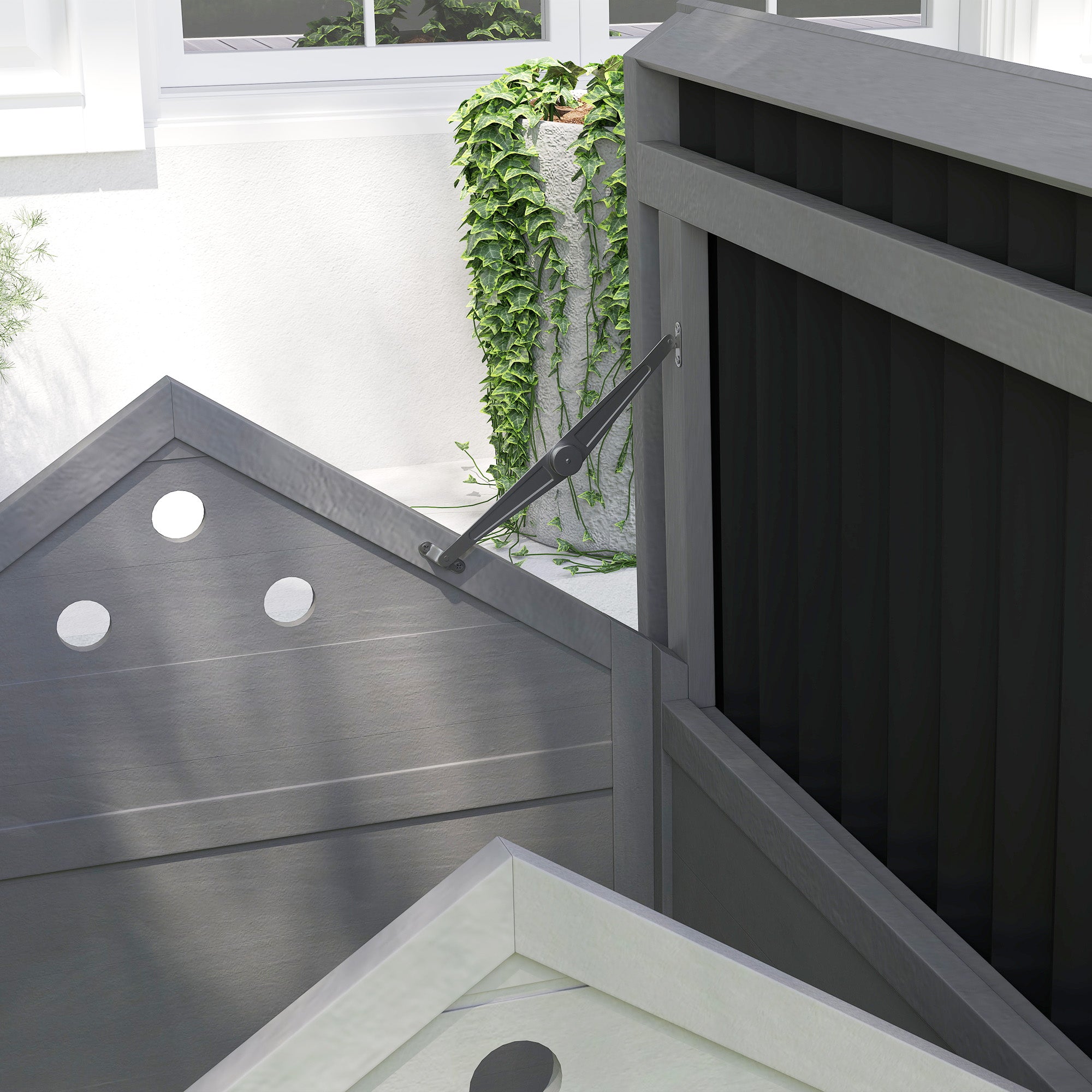 Duck Coop, Wooden Duck House with Openable Roof & Double Doors, Light Gray - Light Gray - Image 8