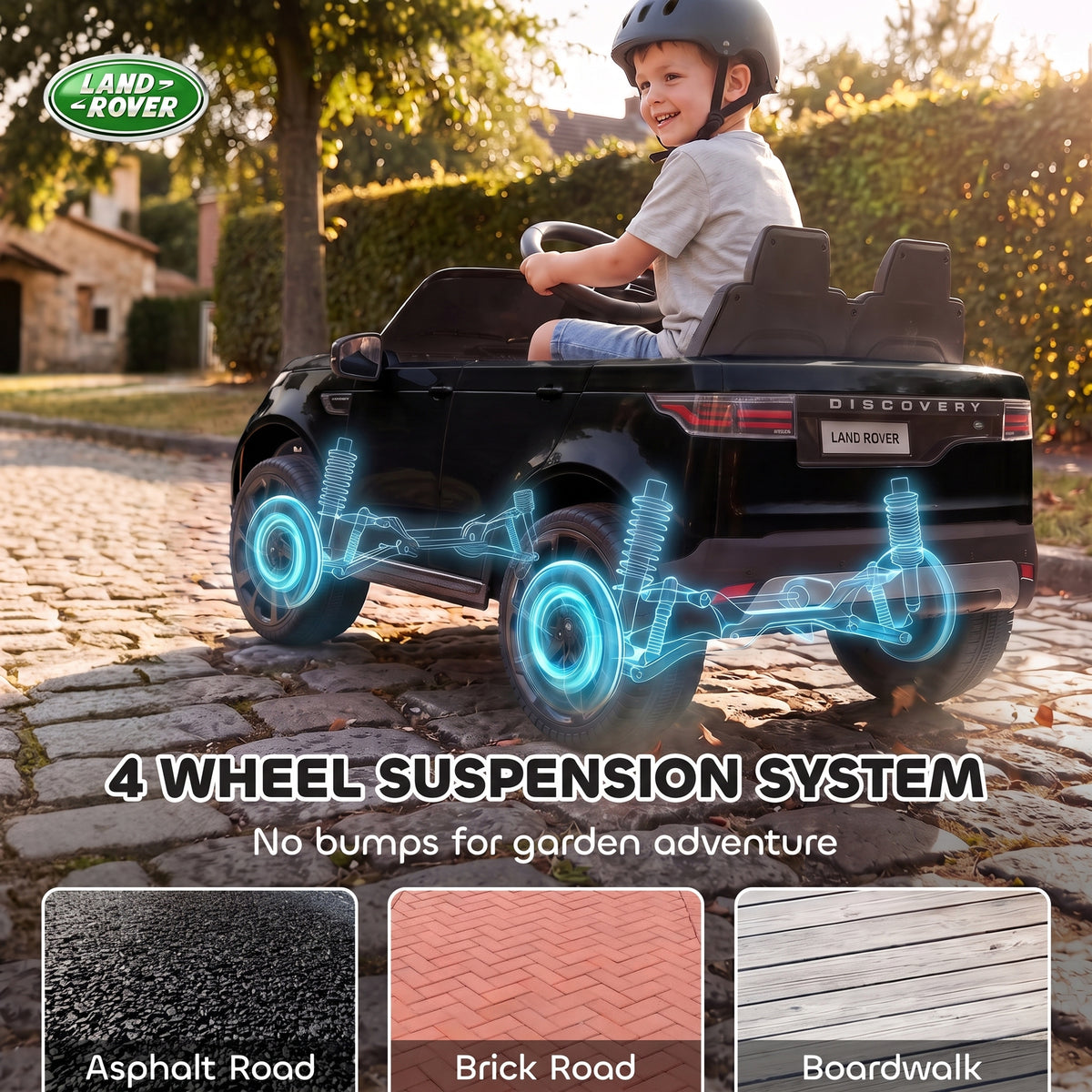 12V Electric Car for Kids, Licensed Land Rover Ride on Car with Parent Remote, Soft Start, 4 Wheel Suspension, Black