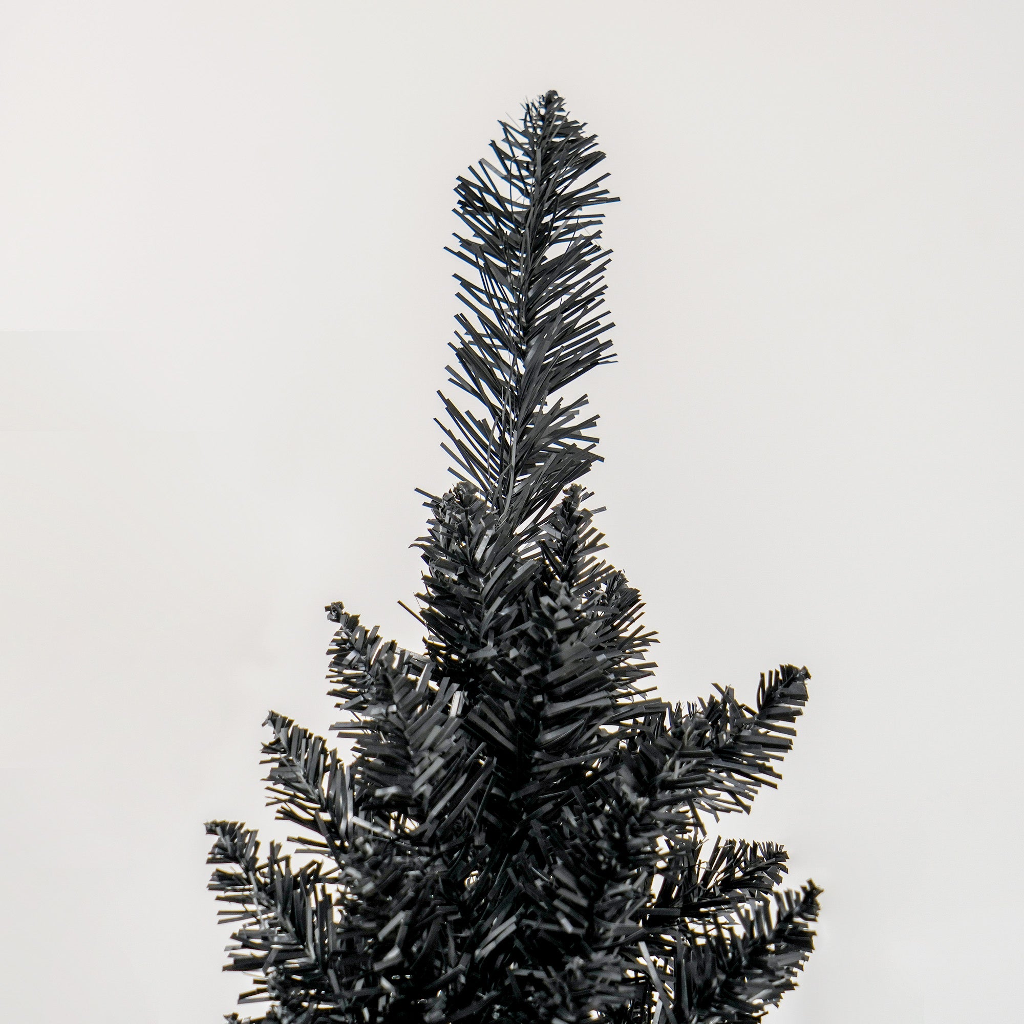 8ft Unlit Pencil Artificial Christmas Tree with Realistic Branches and 618 Tips, Plastic Base, Black