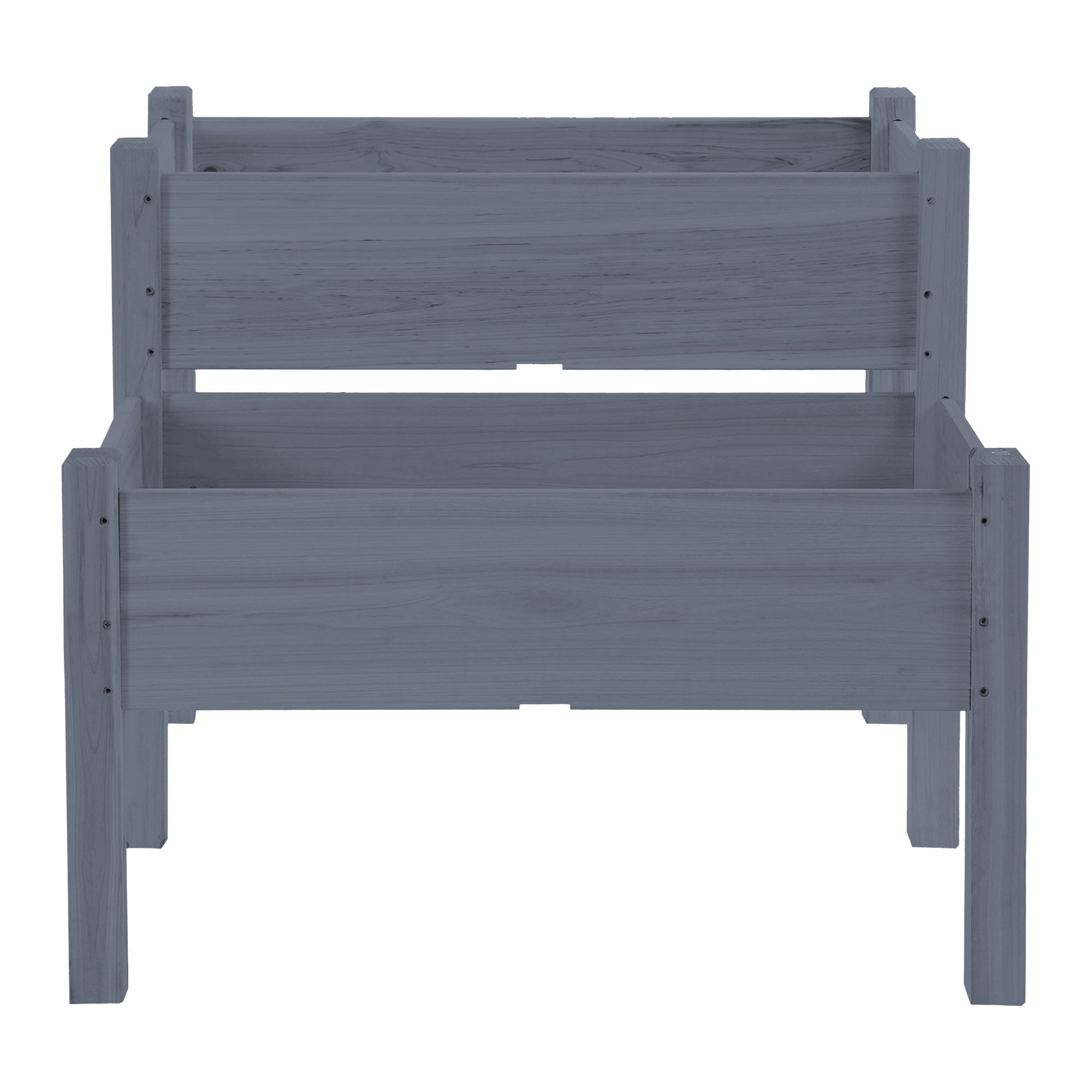 34"x34"x28" Raised Garden Bed 2-Tier Wooden Planter Box for Backyard, Patio to Grow Vegetables, Herbs and Flowers, Gray - Gray - Image 8