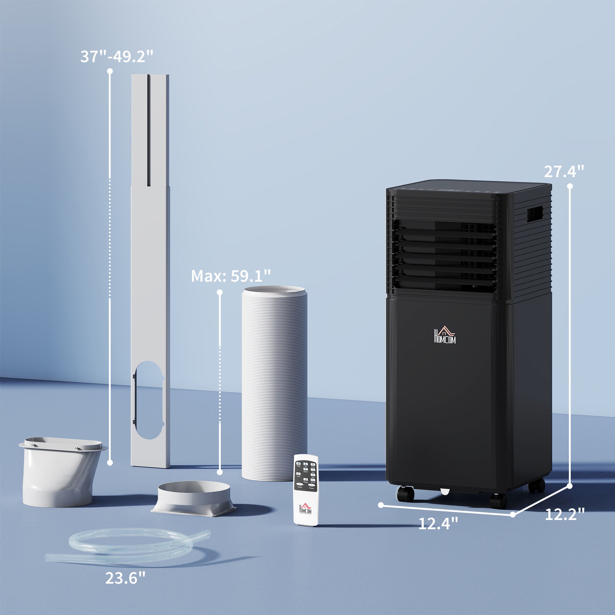 8000 BTU Portable Air Conditioner with Dehumidifier, Cooling Fan, Sleep, Remote, 24H Timer, Auto Off, Black