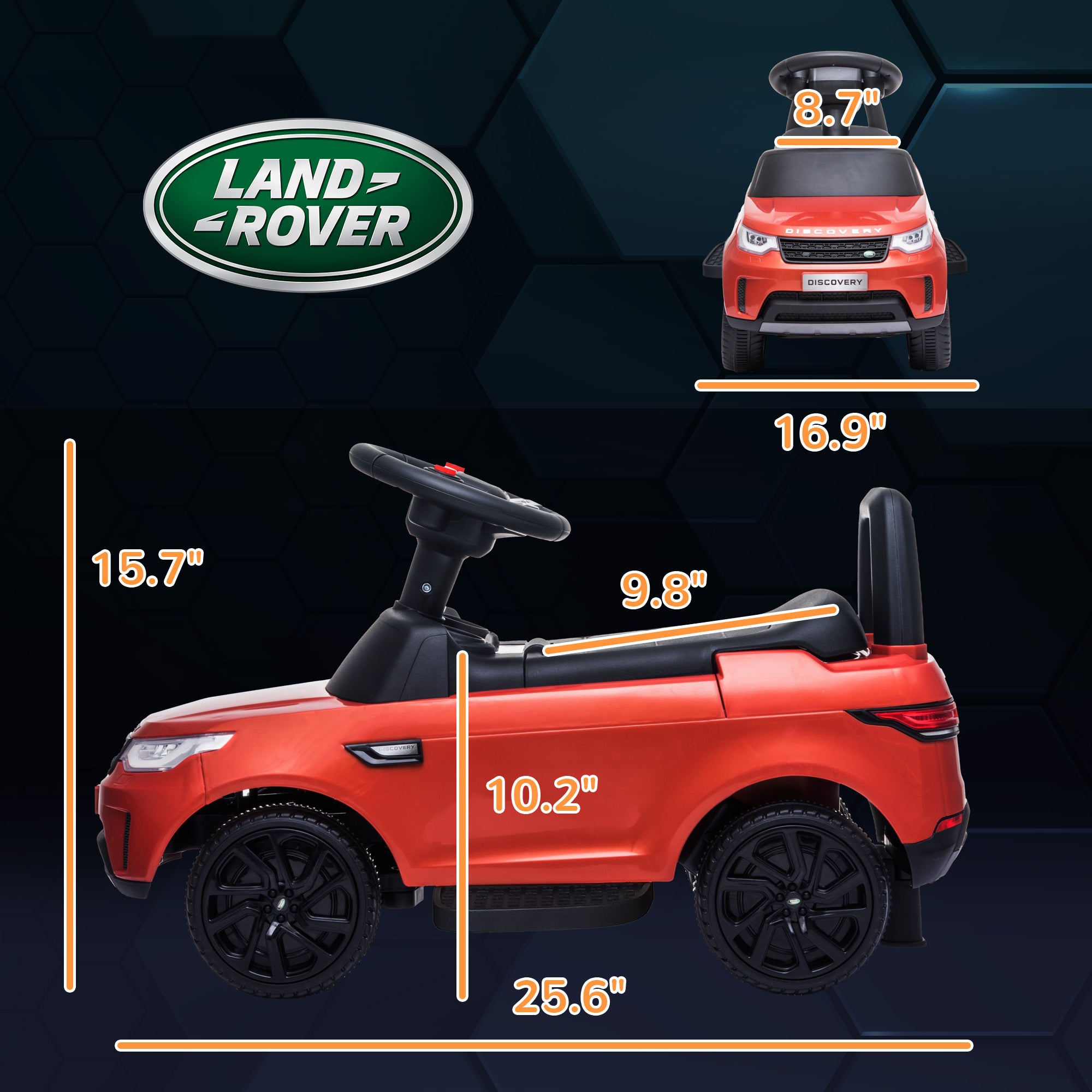 2 in 1 Land Rover Licensed 6V Ride on Car Sliding Car Battery Powered Electric Car w/ Headlights Music Horn, Red